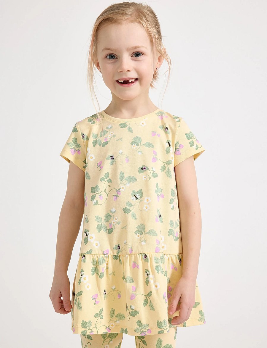 Lindex - Short-sleeved tunic - kortærmede hverdagskjoler - light dusty yellow - 0