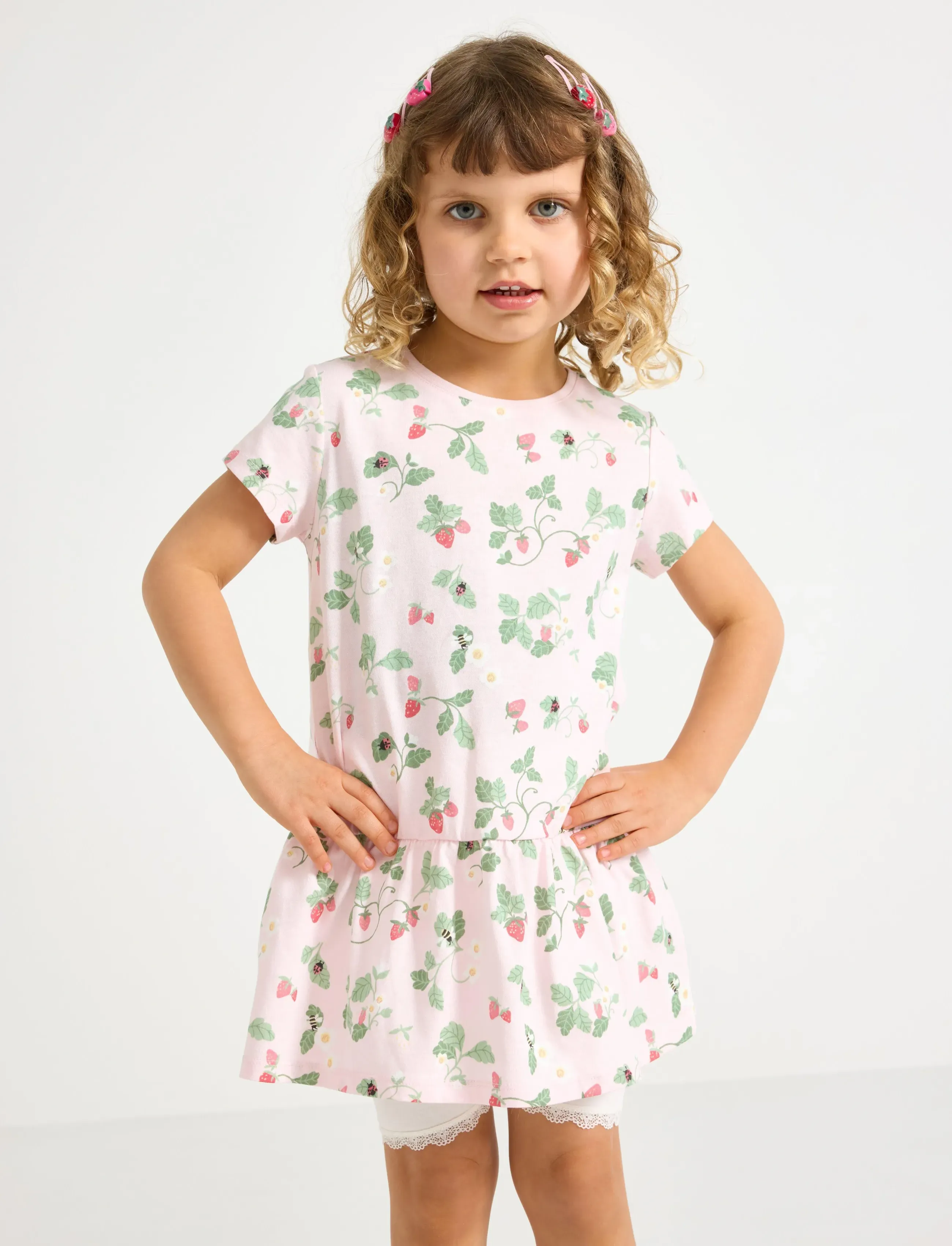 Lindex Short-Sleeved Tunic, 128, Casual Dresses, Rosa - Short-sleeved Kinder
