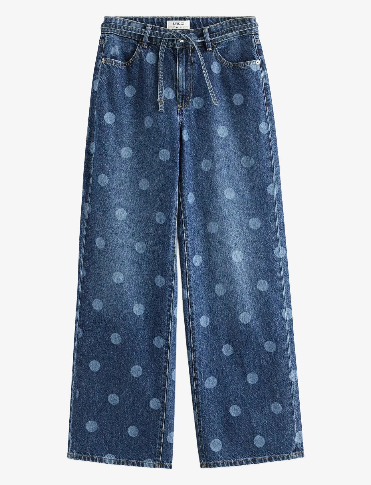 Lindex - WIDE Peggy dotted jeans with mid waist - szerokie dżinsy - denim blue - 1