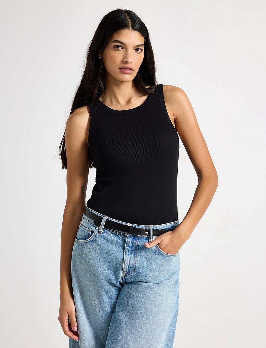 Lindex - Ribbed tank top - Ärmellose tops - black - 0