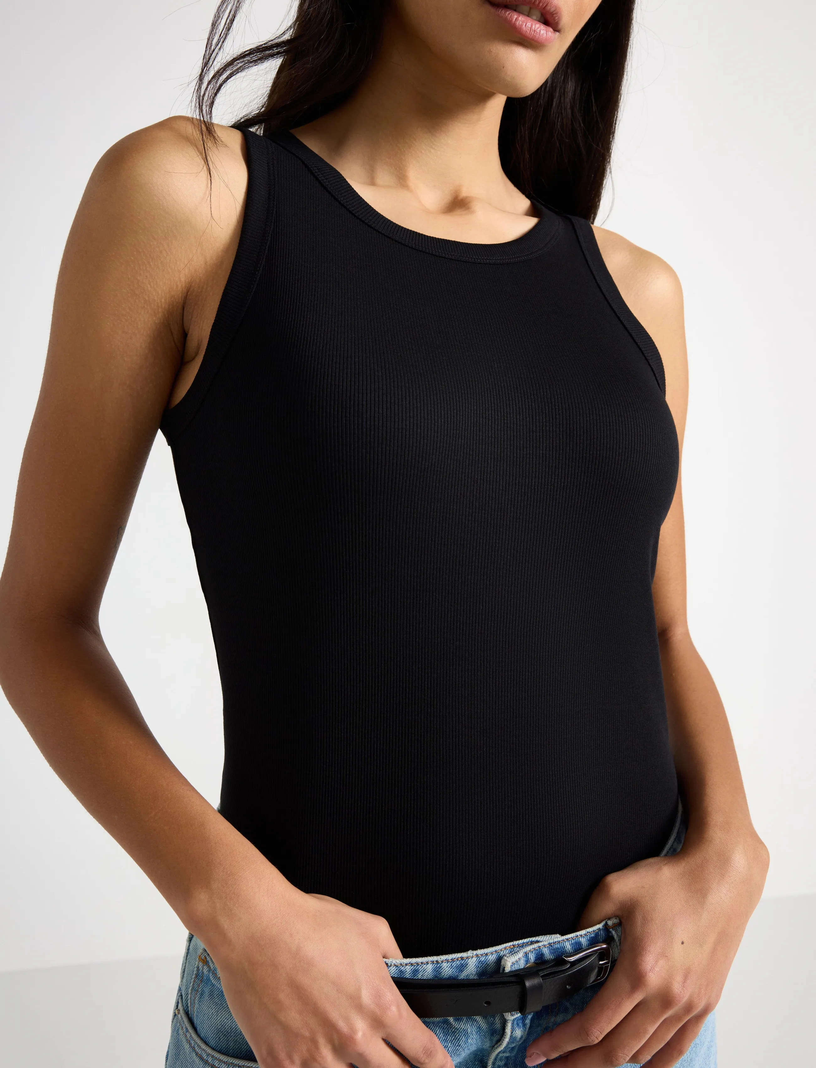 Lindex - Ribbed tank top - Ärmellose tops - black - 4
