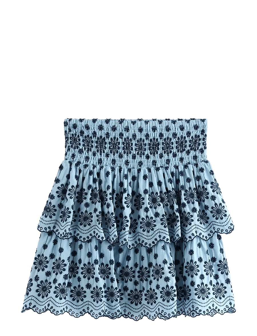 Lindex - Skirt with broderie anglaise - kurze röcke - light blue - 1
