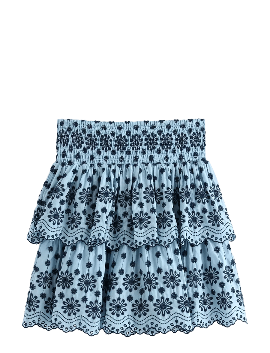 Lindex - Skirt with broderie anglaise - kurze röcke - light blue - 2