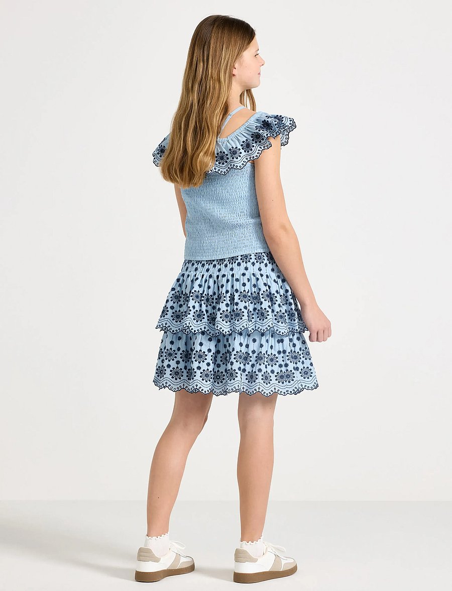Lindex - Skirt with broderie anglaise - kurze röcke - light blue - 3