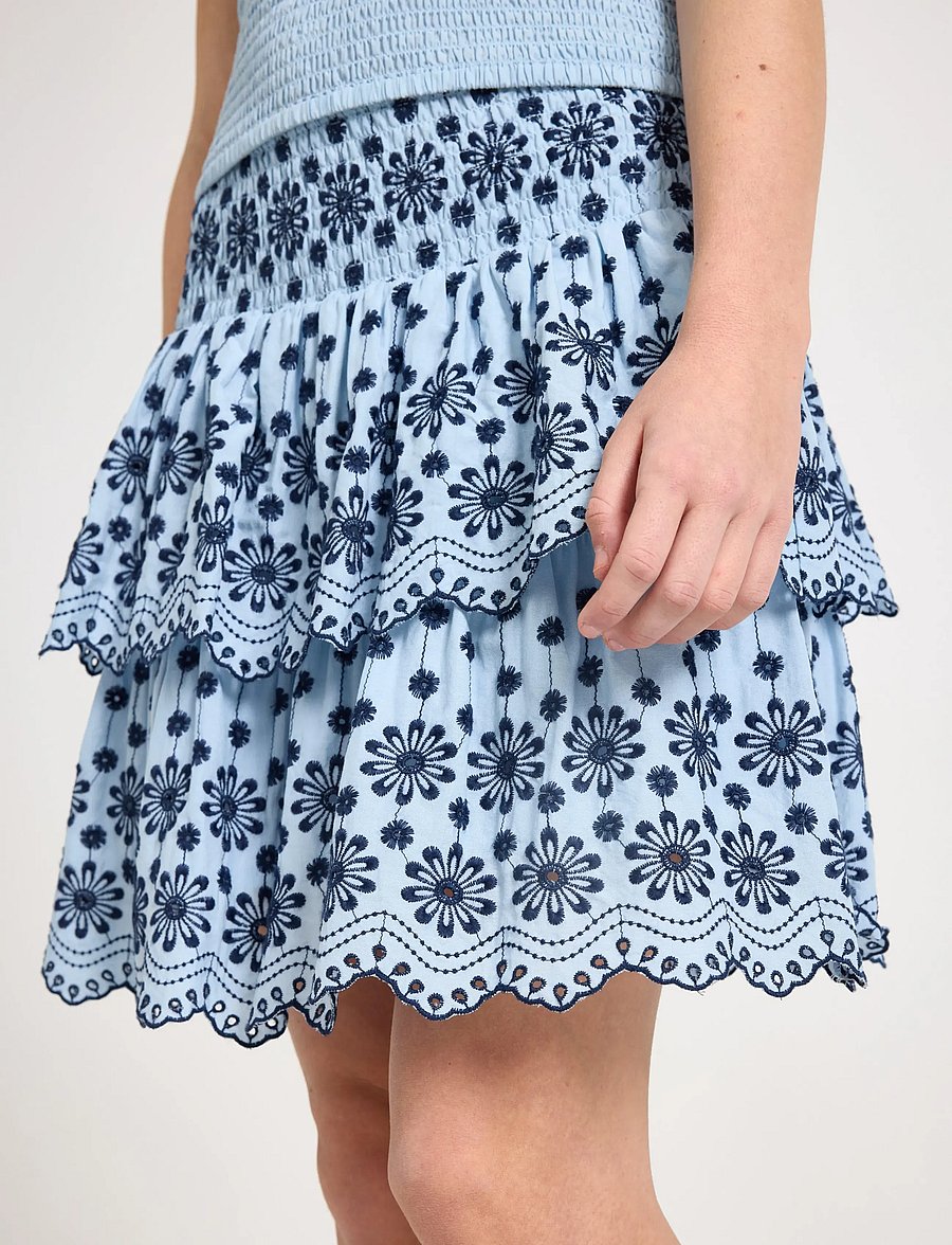 Lindex - Skirt with broderie anglaise - kurze röcke - light blue - 4