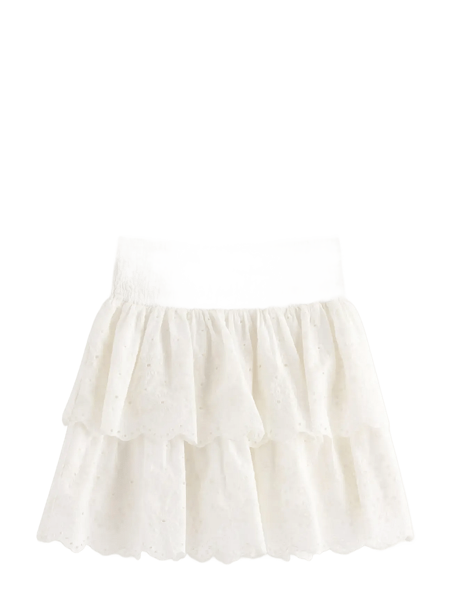 Lindex - Skirt with broderie anglaise - korte nederdele - off white - 1
