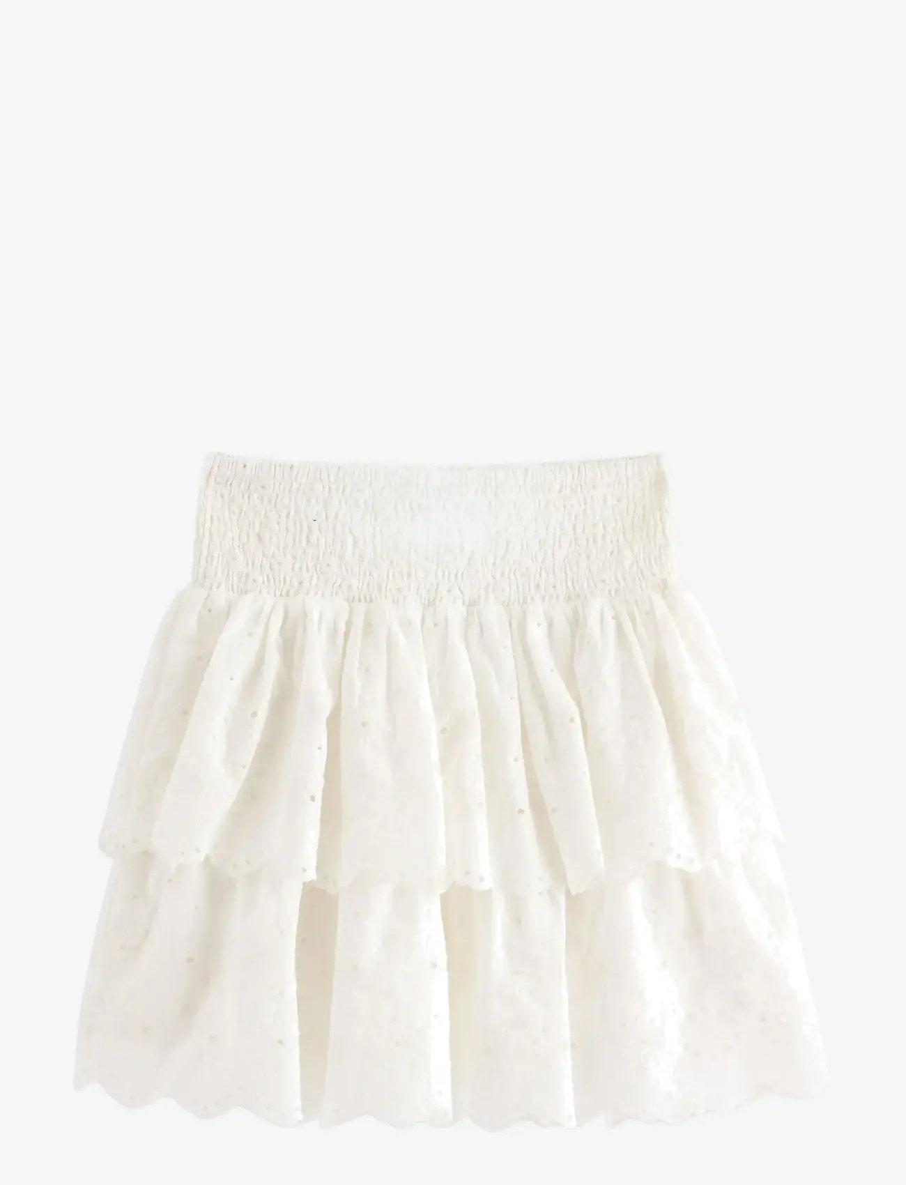 Lindex - Skirt with broderie anglaise - korta kjolar - off white - 2