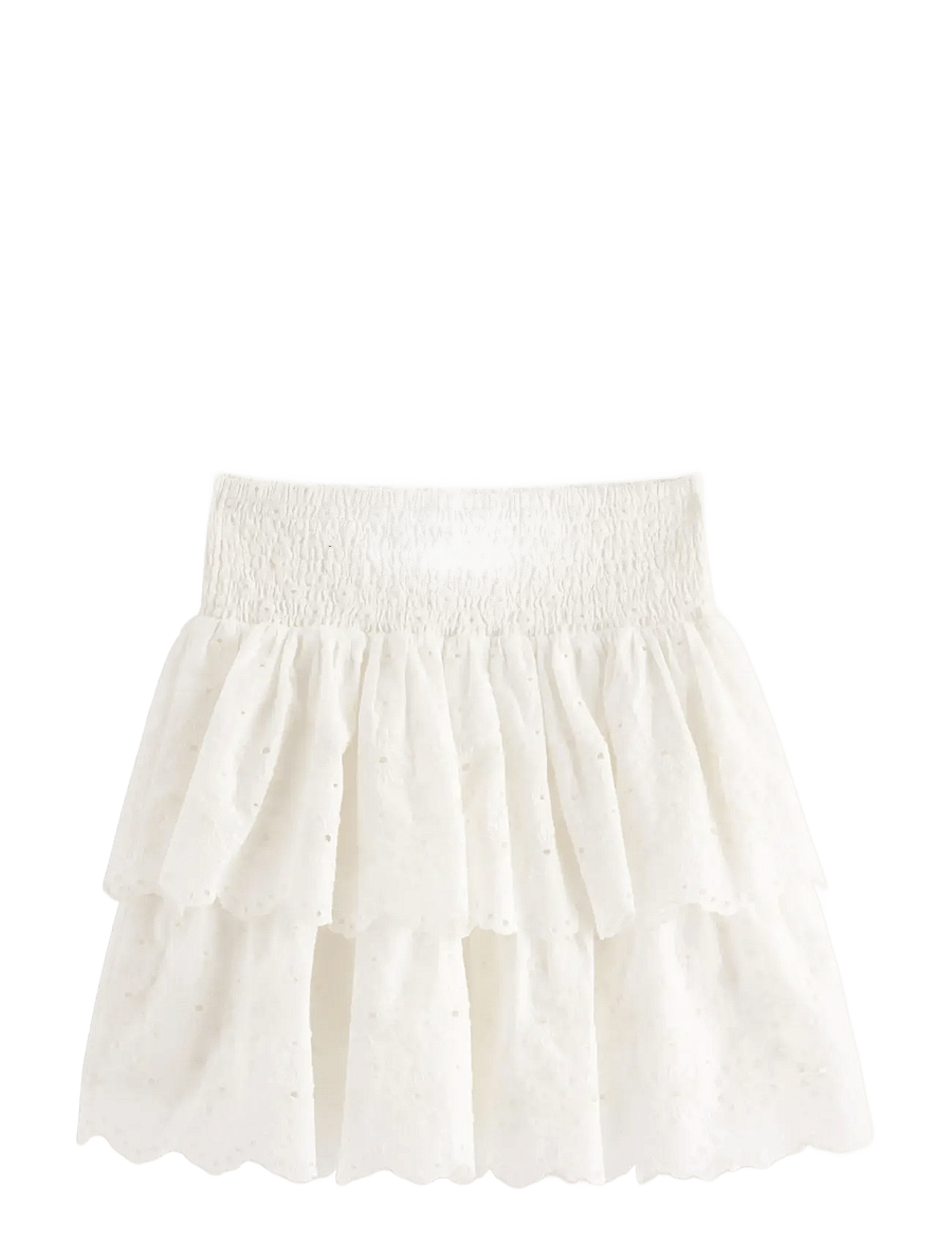 Lindex - Skirt with broderie anglaise - korte nederdele - off white - 2