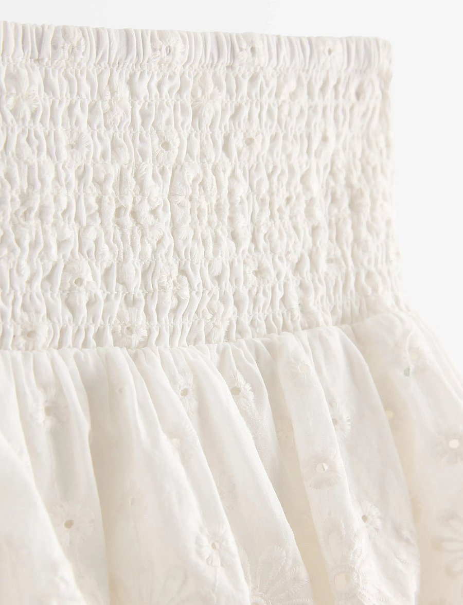 Lindex - Skirt with broderie anglaise - korte nederdele - off white - 5