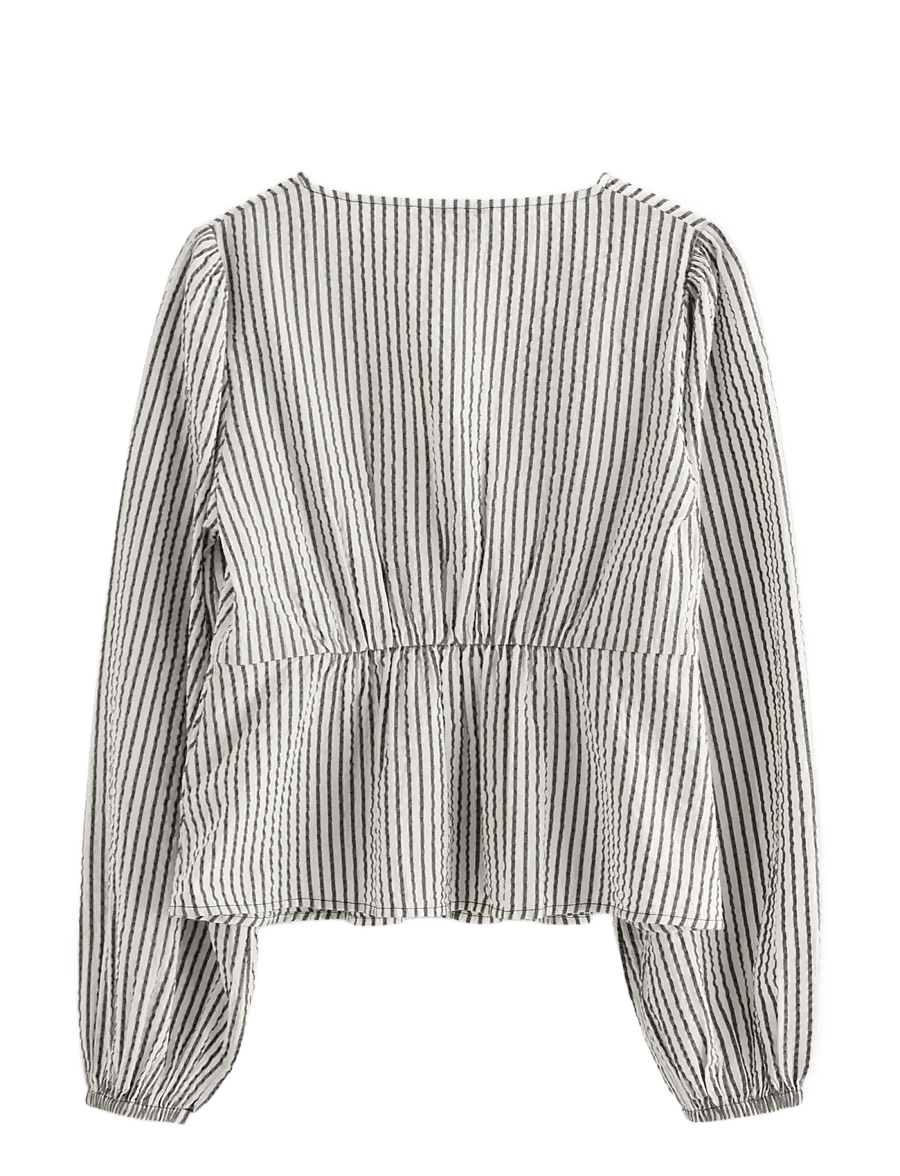 Lindex - Blouse in seersucker - langärmelige blusen - dark dusty brown - 2