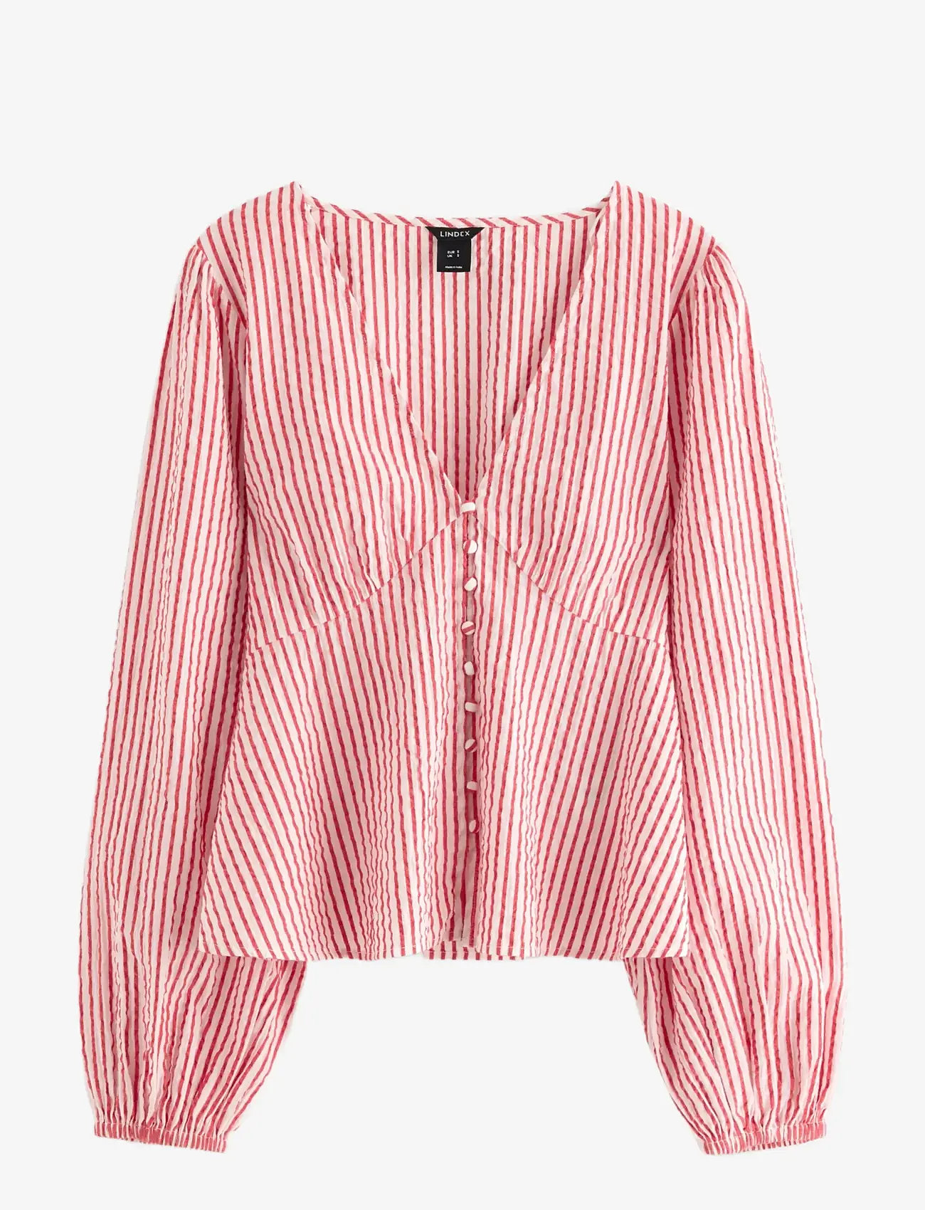 Lindex - Blouse in seersucker - langærmede bluser - red - 1