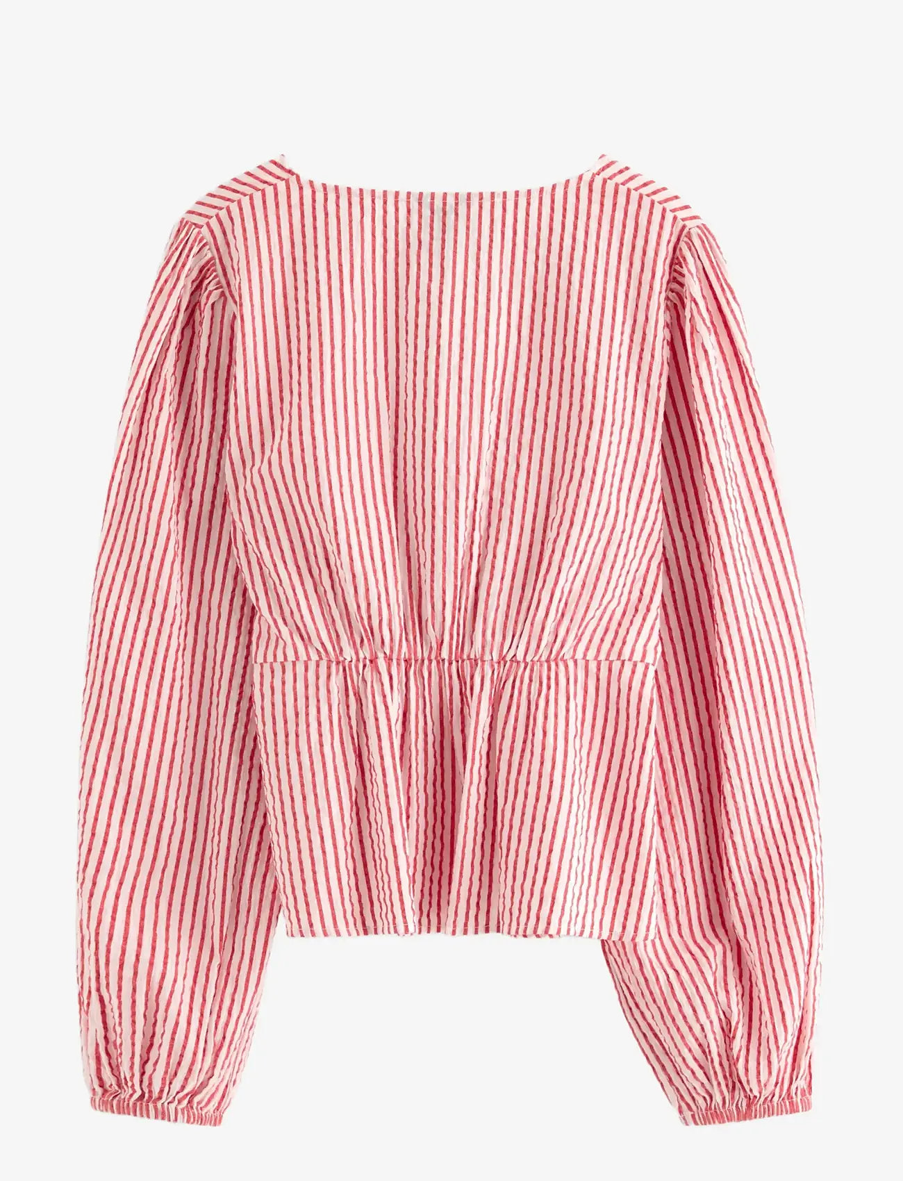 Lindex - Blouse in seersucker - langærmede bluser - red - 2