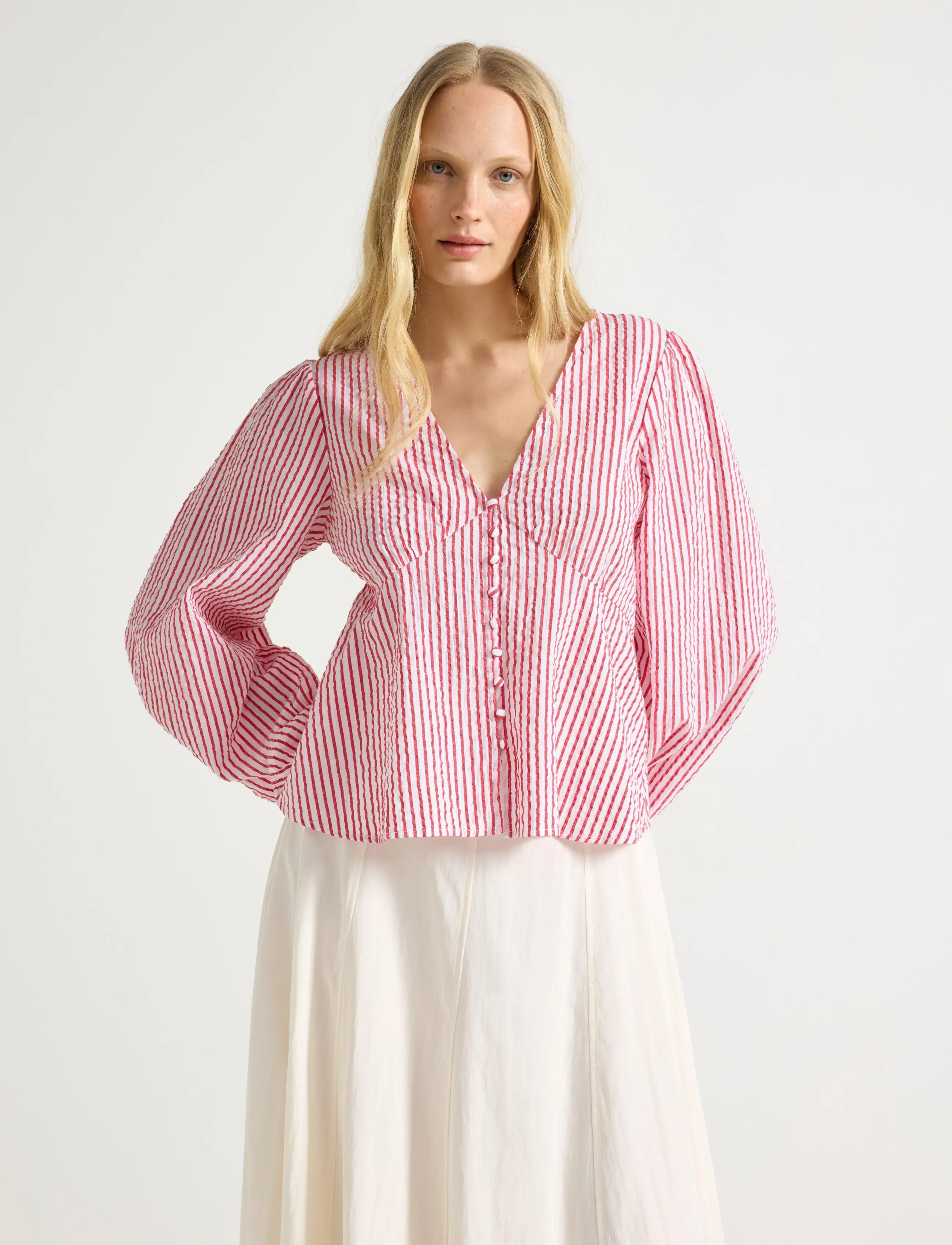 Lindex Blouse in seersucker - Blusen - RED / red