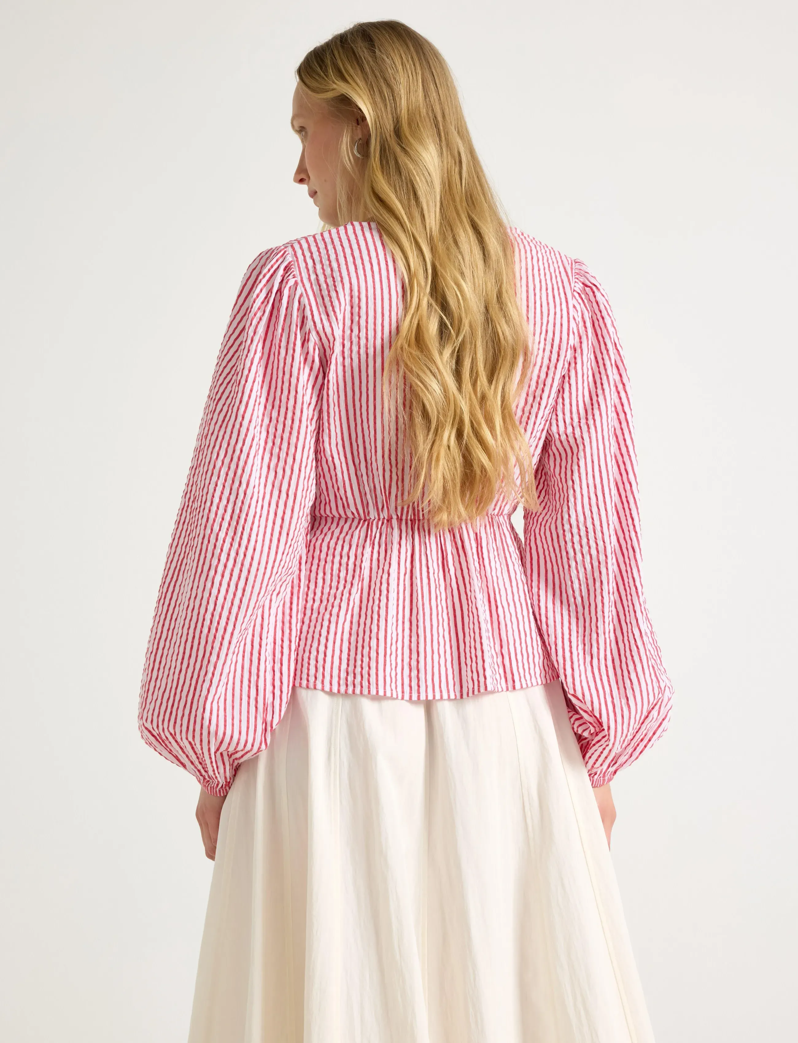 Lindex - Blouse in seersucker - pikkade varrukatega pluusid - red - 3