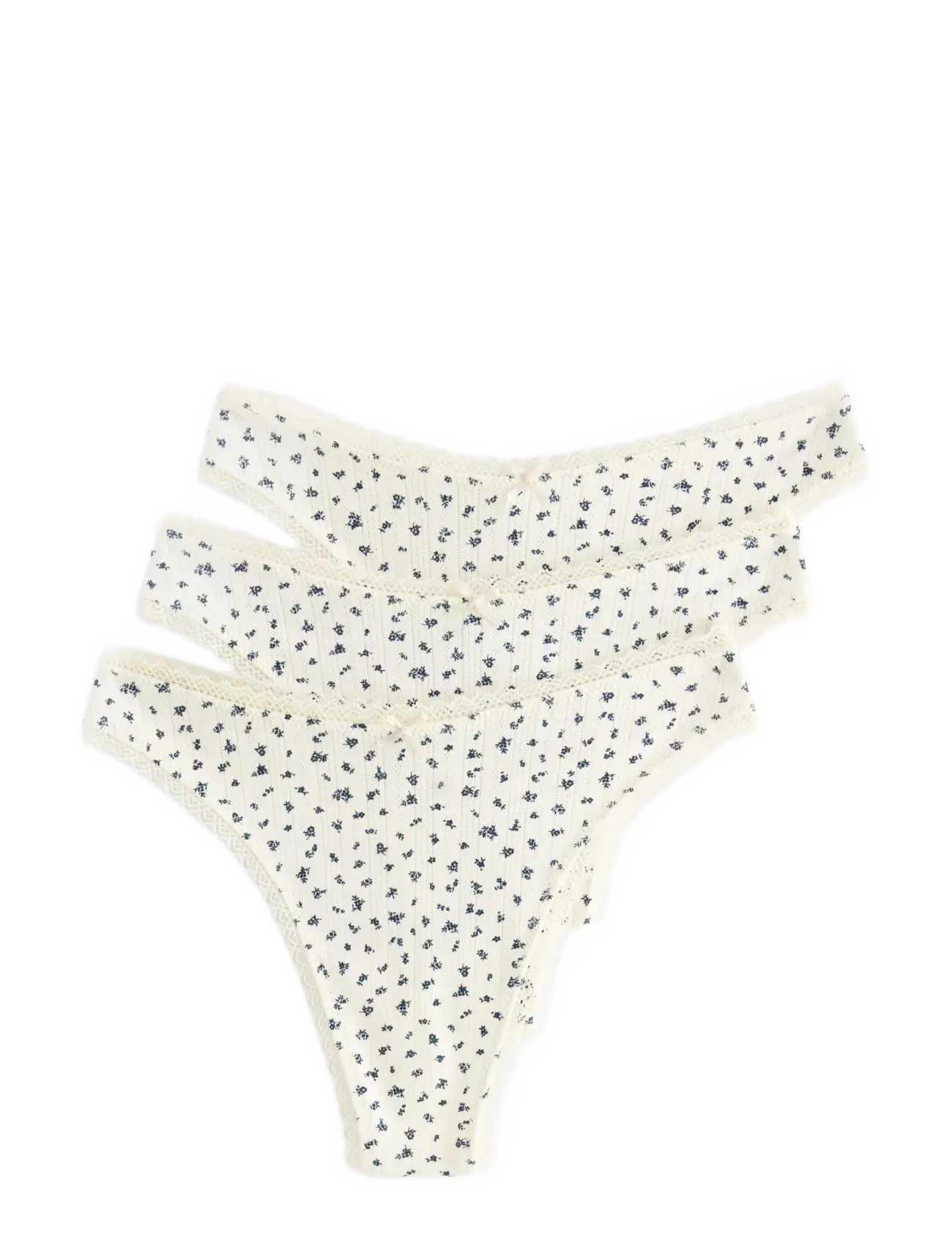 Lindex Brief Thong Low Cotton Pointel, Kvinder, Lavtaljet Pointelle G-streng, Hvid, Str: XL