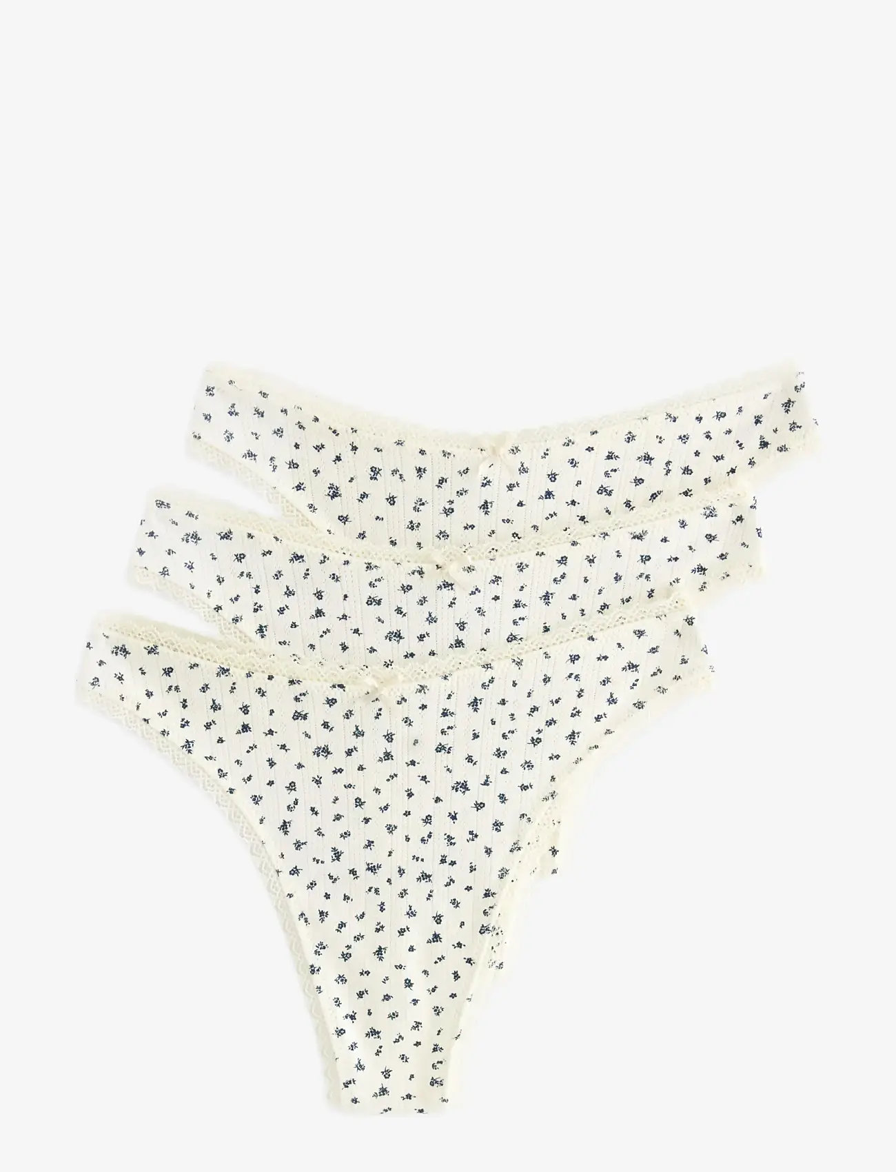 Lindex - Brief thong low cotton pointel - thongs - light white - 0