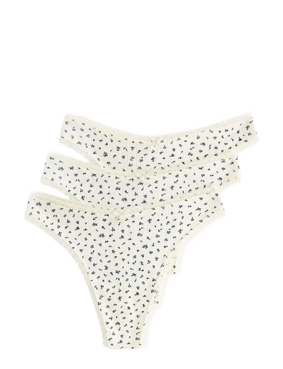Lindex - Brief thong low cotton pointel - stringtrusser - light white - 0