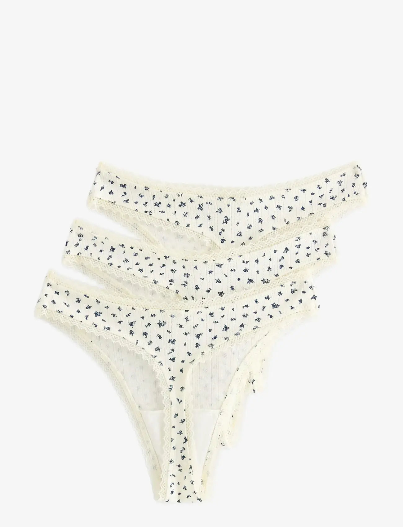 Lindex - Brief thong low cotton pointel - thongs - light white - 1