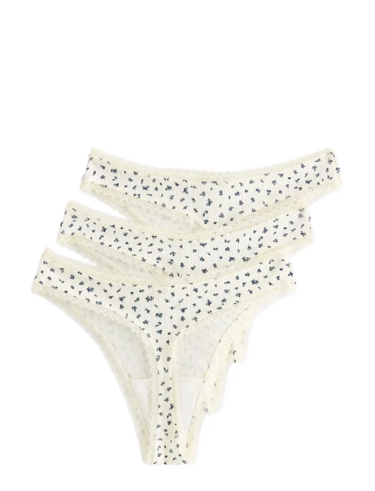 Lindex - Brief thong low cotton pointel - stringi - light white - 1