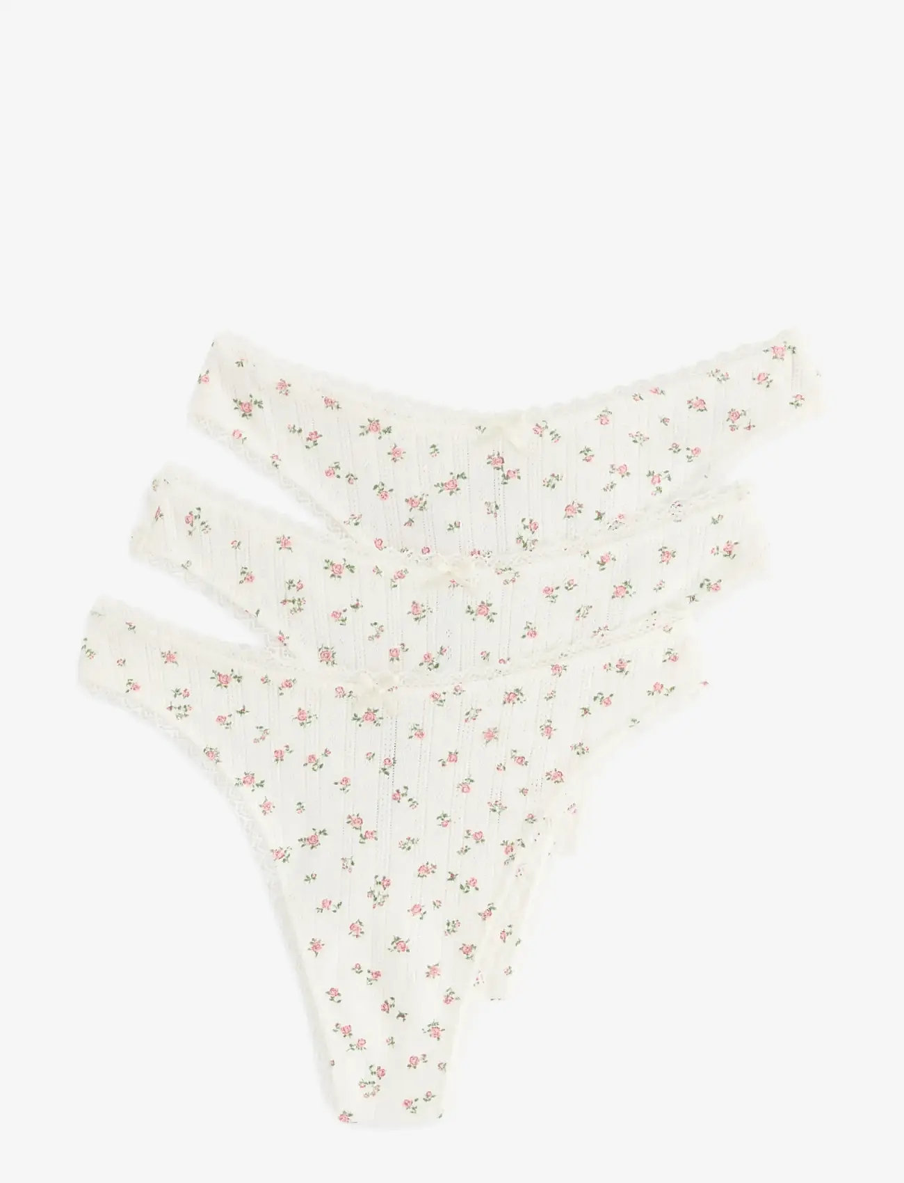Lindex - Brief thong low cotton pointel - stringtrusser - off white - 0