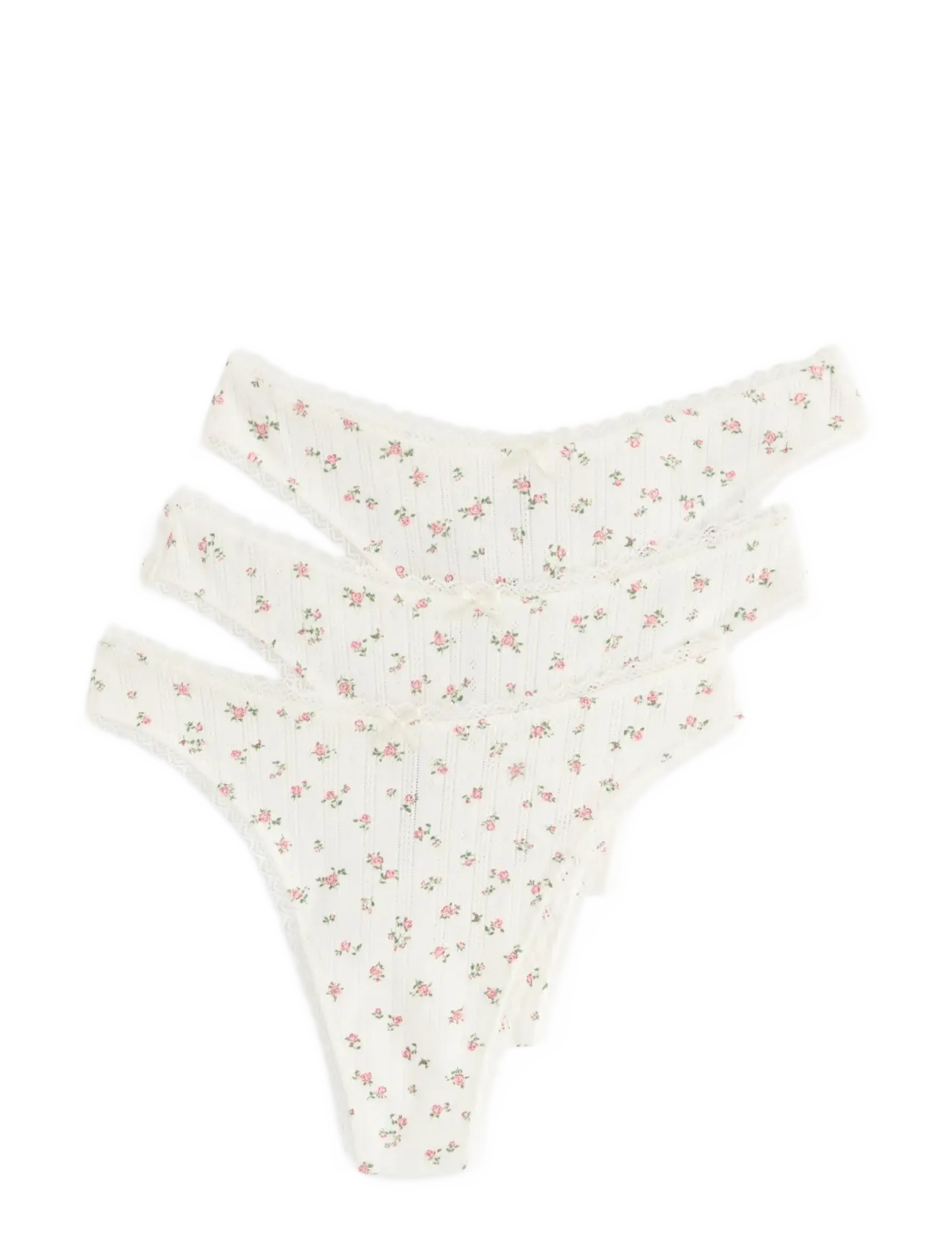 Lindex Brief thong low cotton pointel - Underkläder - OFF WHITE / cream
