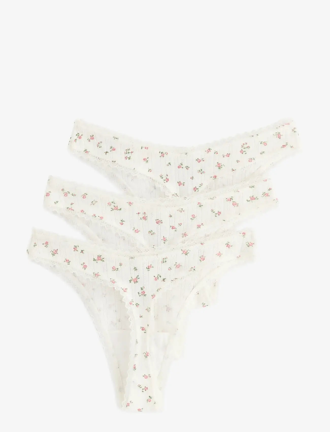 Lindex - Brief thong low cotton pointel - stringtrusser - off white - 1