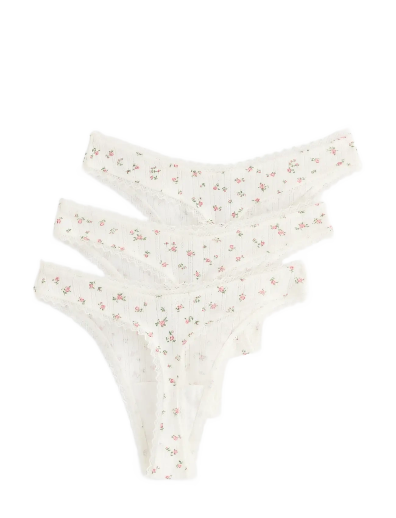 Lindex - Brief thong low cotton pointel - siaurikės - off white - 1