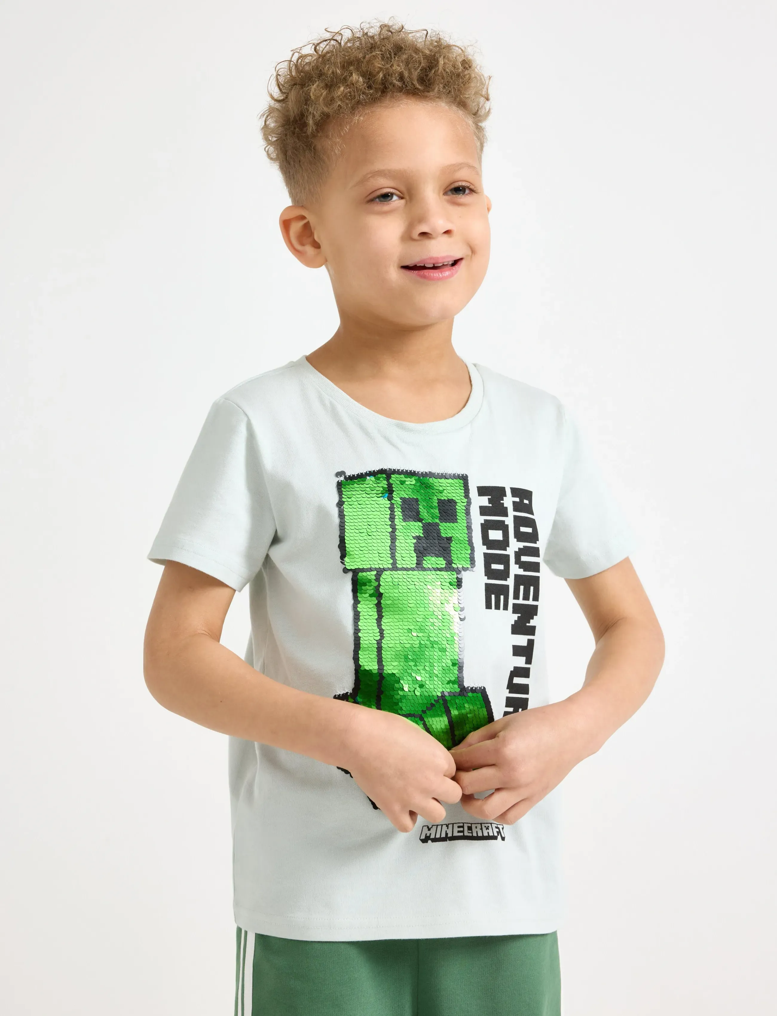 Lindex Minecraft T-Shirt, 134/140, Green, T-Shirts > Kortærmede, Børn