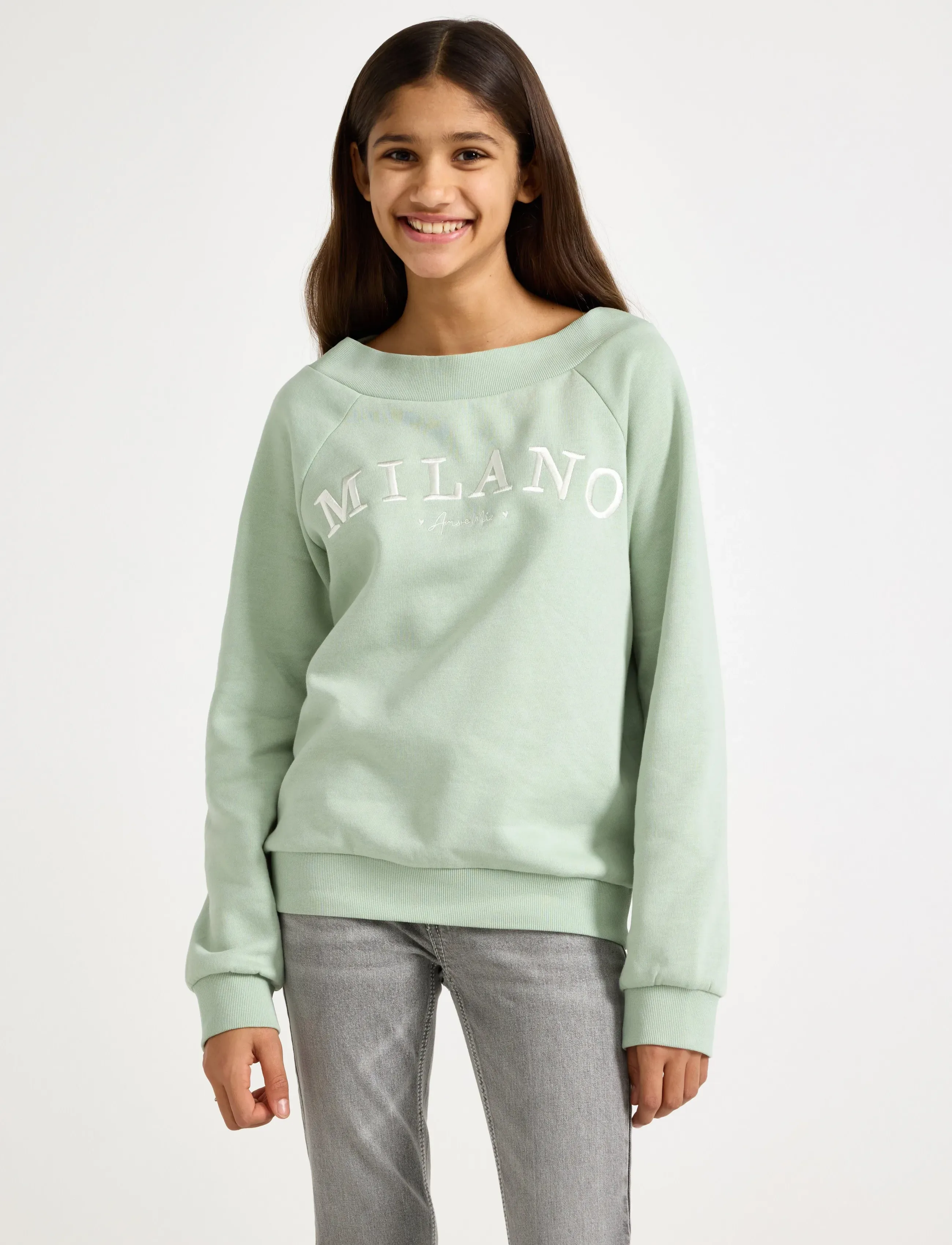Lindex Sweatshirt with brushed inside - Oberteile - LIGHT GREEN / green