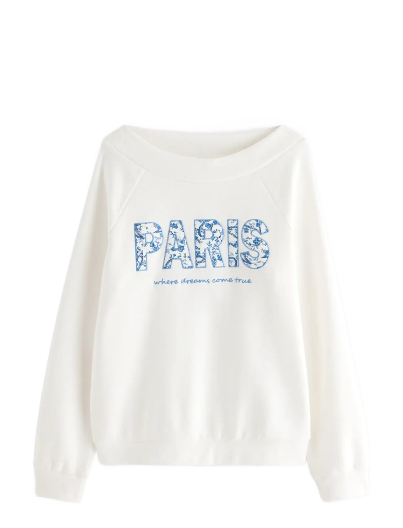 Lindex Sweatshirt with brushed inside - Riided - OFF WHITE / white