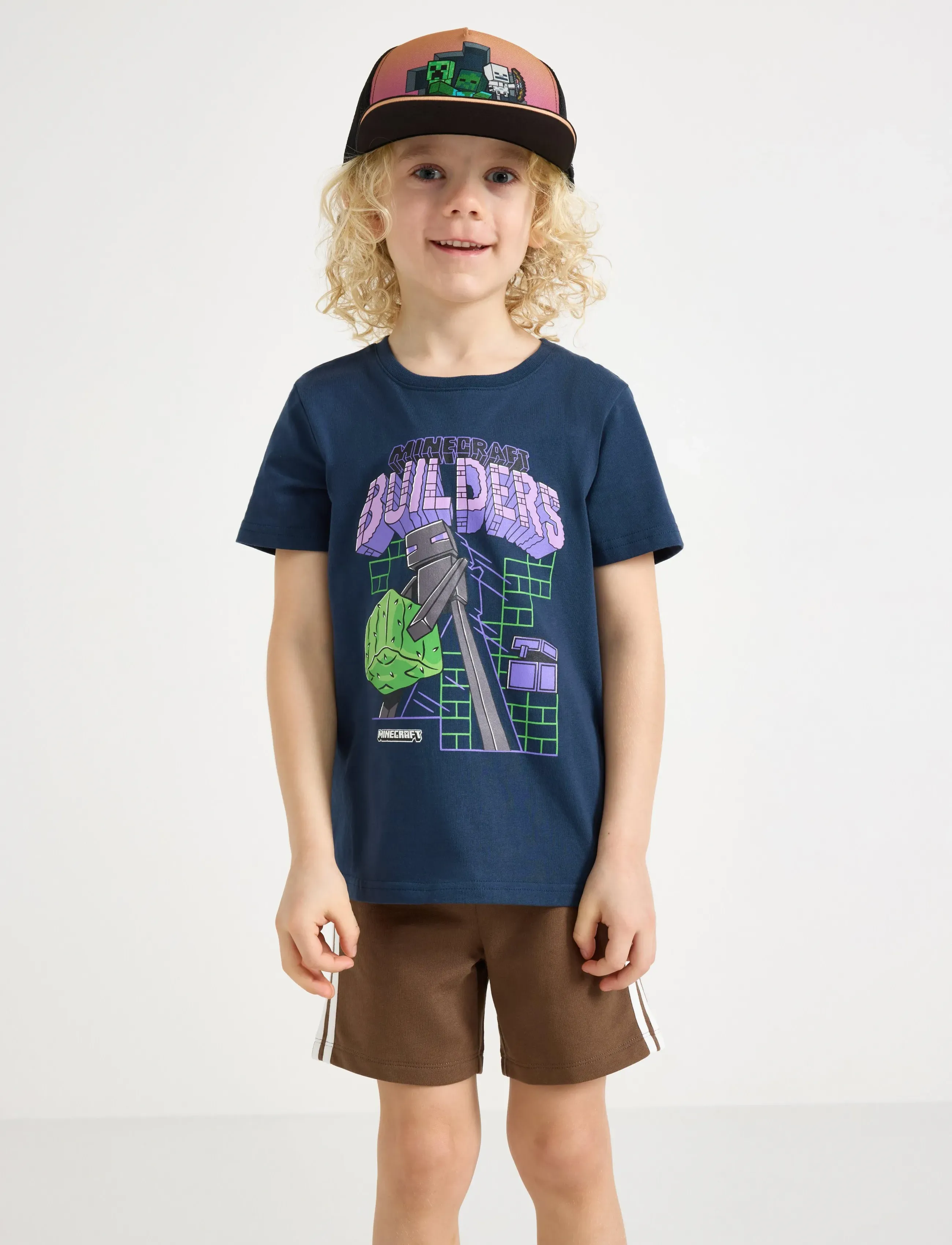 Lindex Minecraft T-Shirt, 110/116, Navy, T-Shirts > Kortærmede, Børn