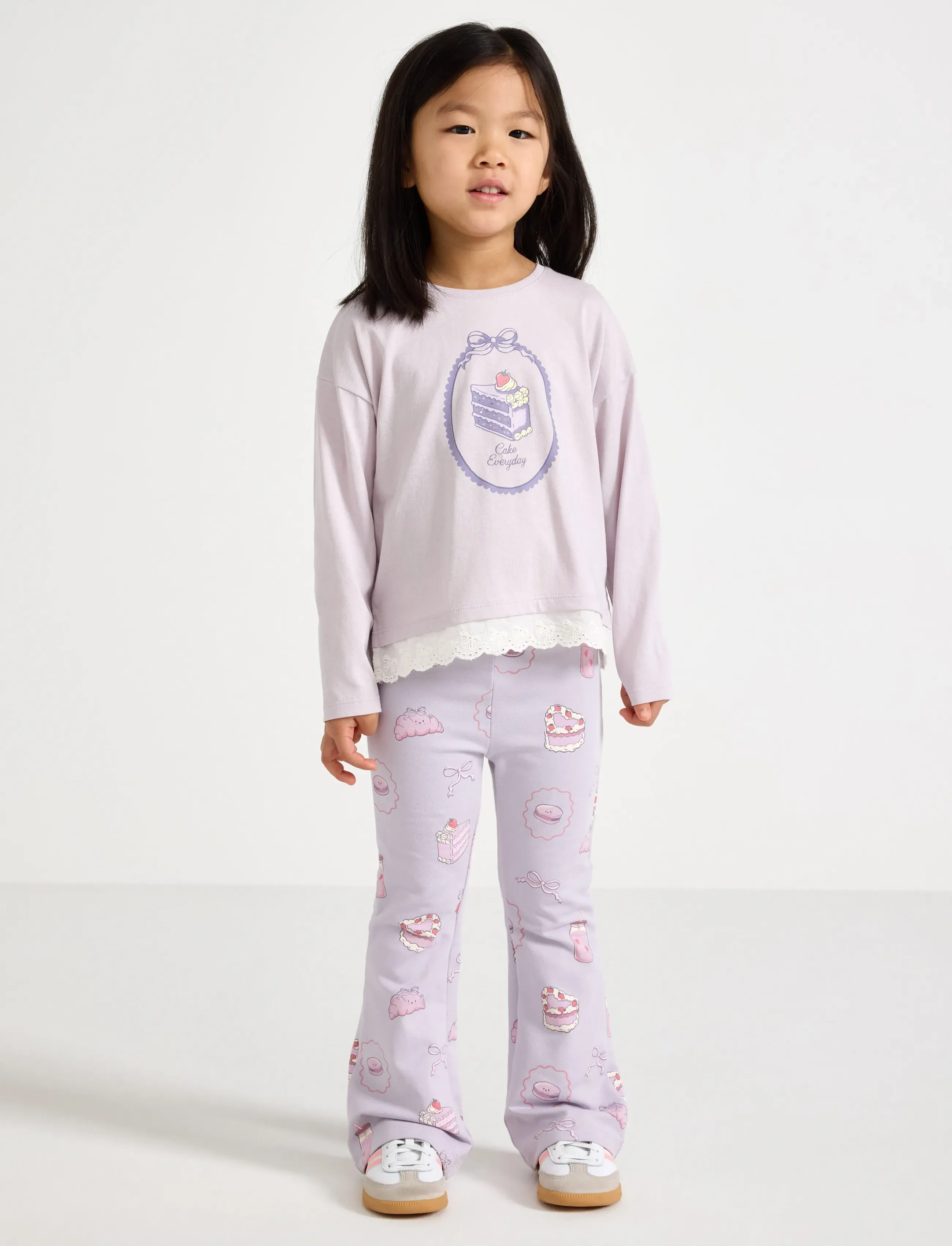 Lindex Leggings Flare Cake Aop, 128, Purple, Underdele > Leggings, Børn