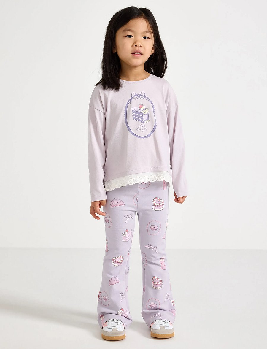 Lindex - Leggings flare cake AOP - leggings - light dusty lilac - 0
