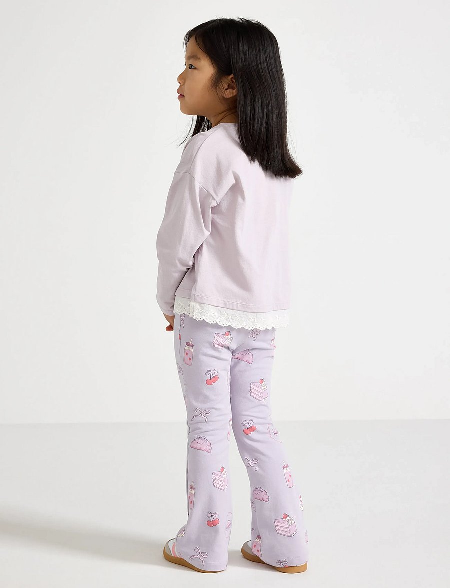Lindex - Leggings flare cake AOP - leggings - light dusty lilac - 3