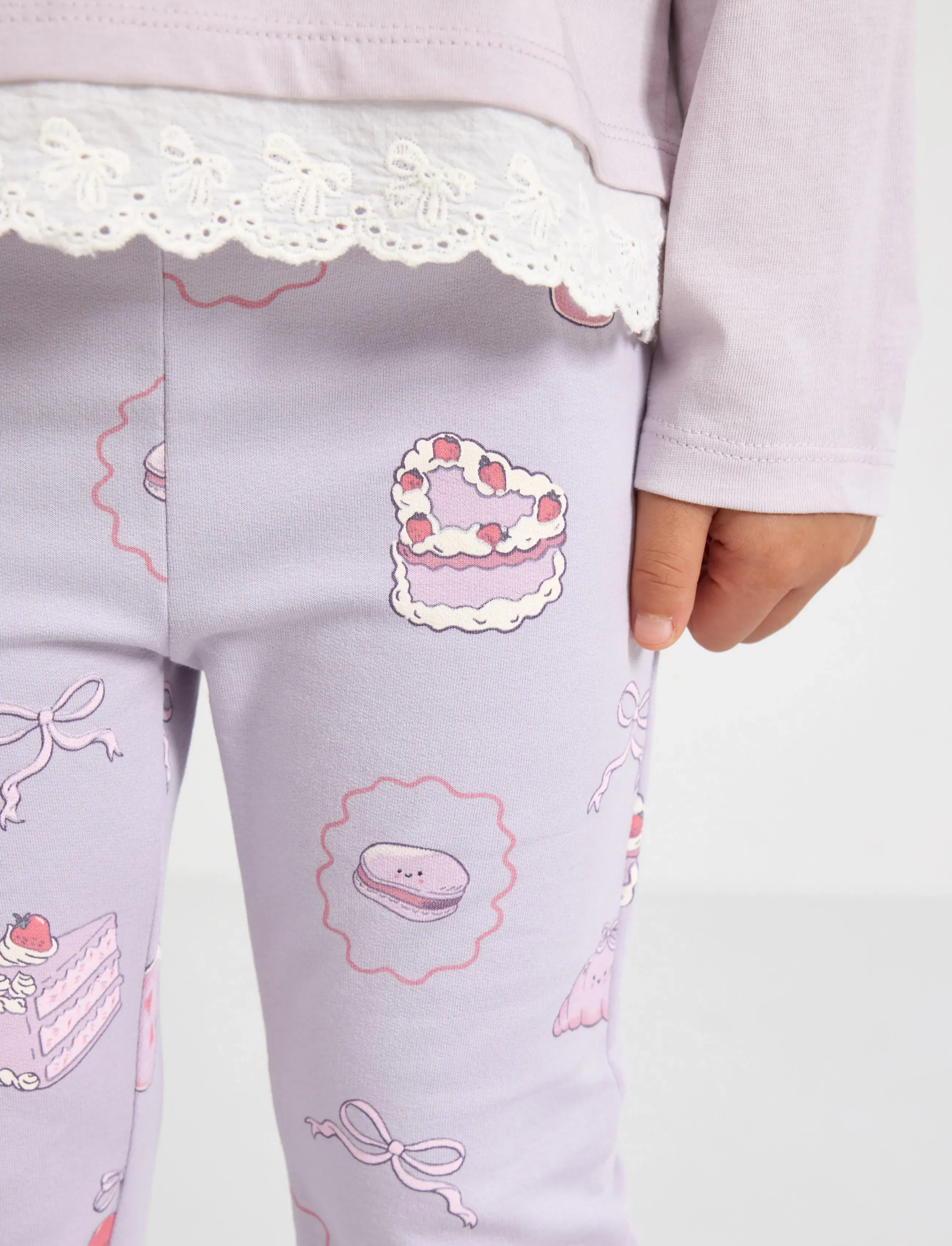Lindex - Leggings flare cake AOP - leggings - light dusty lilac - 4