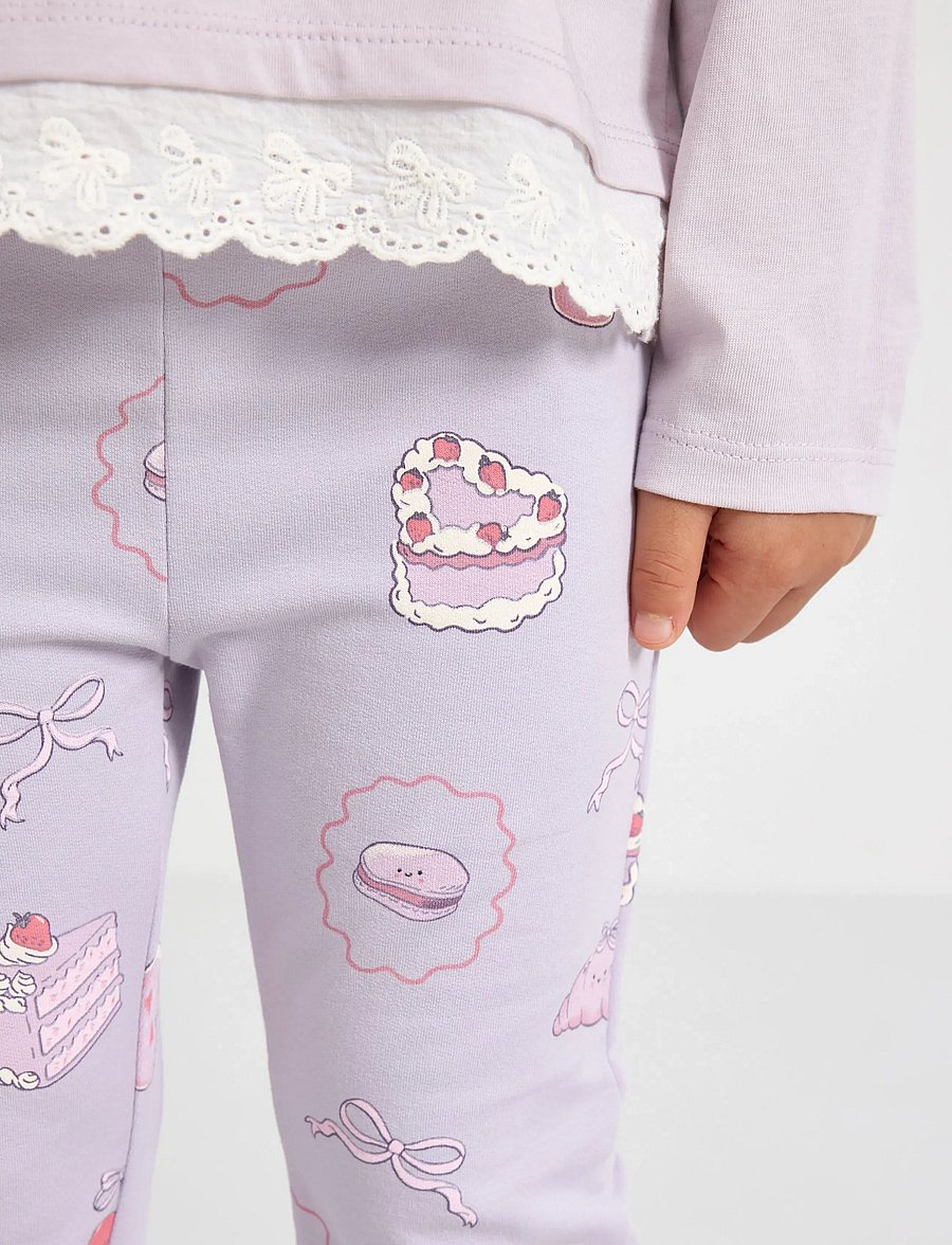 Lindex - Leggings flare cake AOP - leggings - light dusty lilac - 4