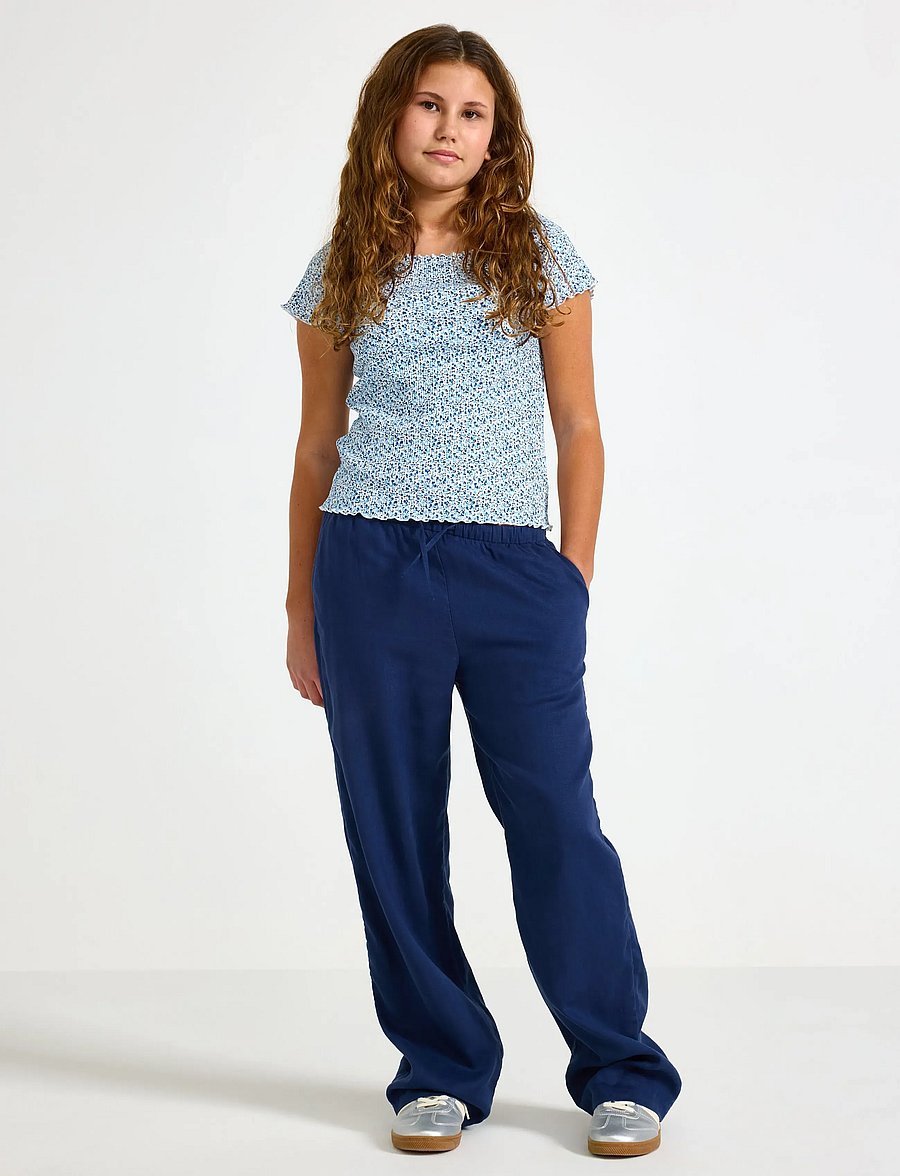Lindex - Trousers in linen blend - bukser - dark blue - 0