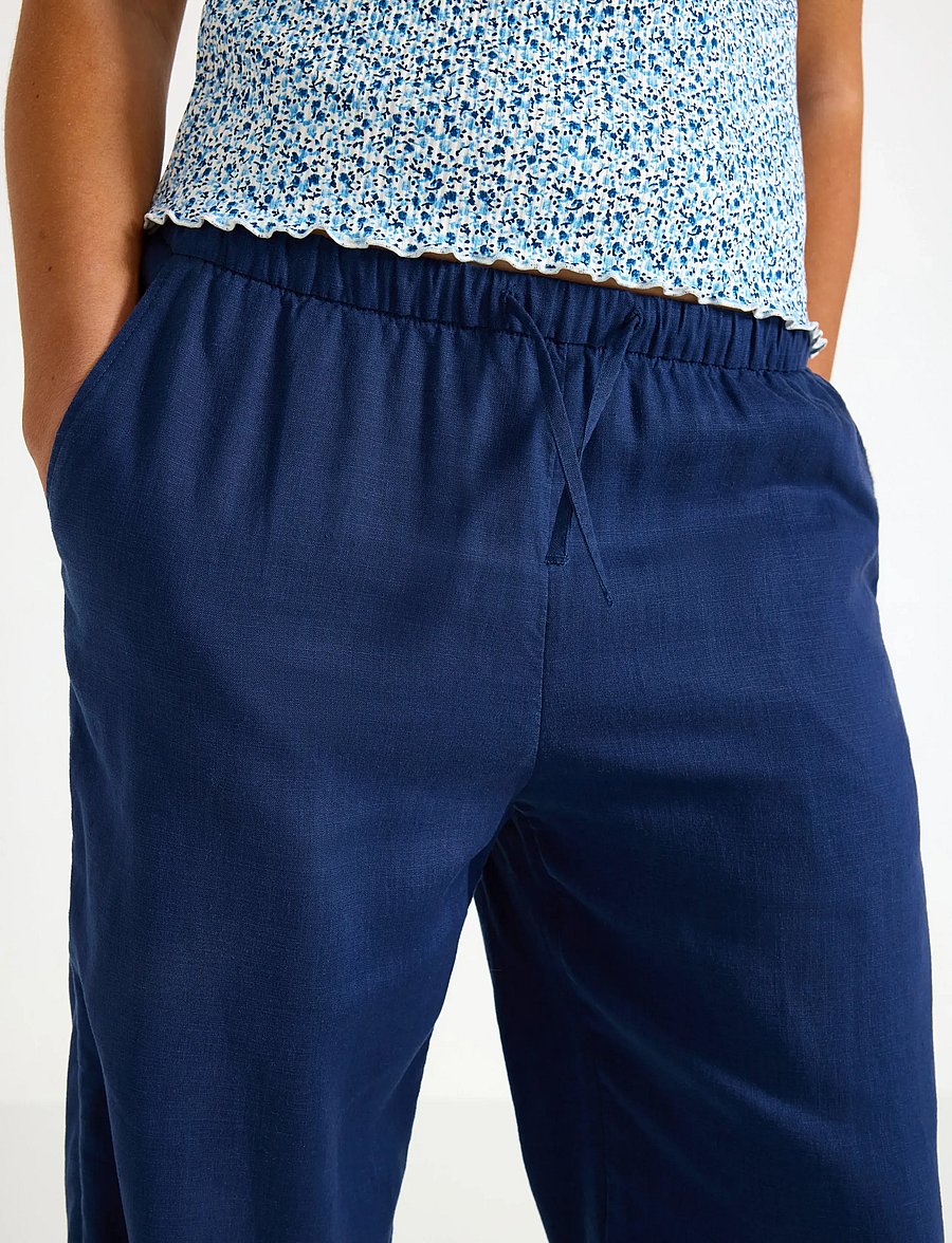 Lindex - Trousers in linen blend - bukser - dark blue - 4
