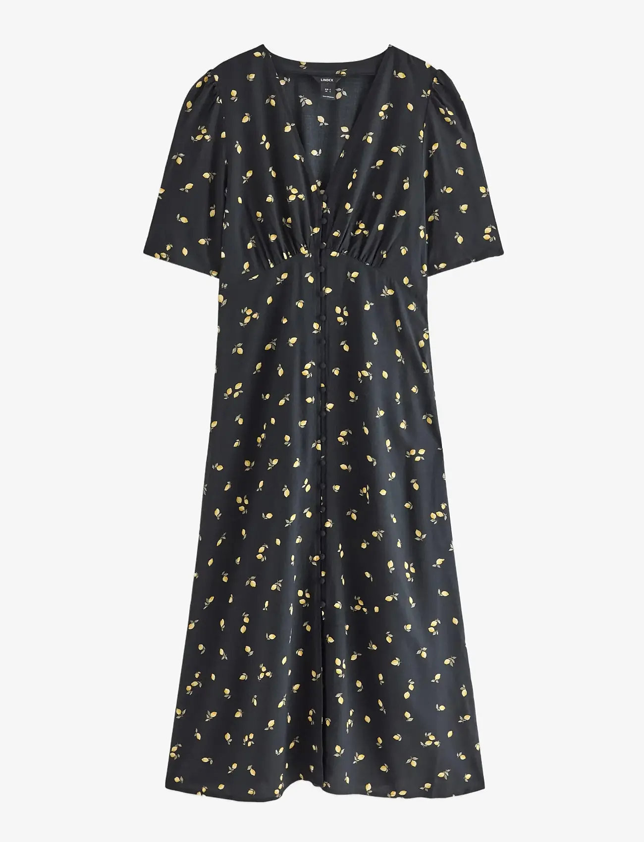 Lindex - Midi dress with puff sleeves - konfirmatsioon - black - 1