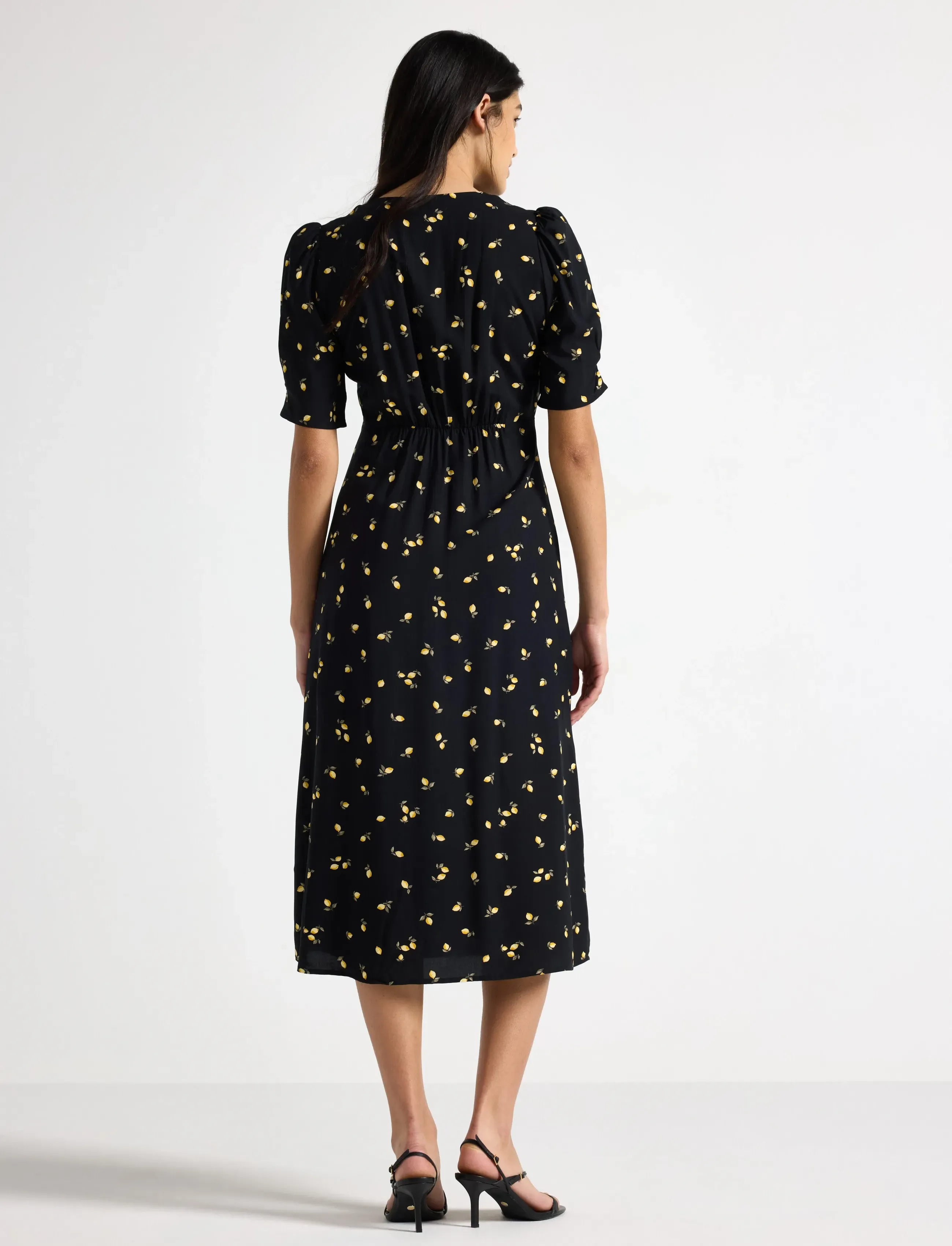 Lindex - Midi dress with puff sleeves - konfirmation - black - 3