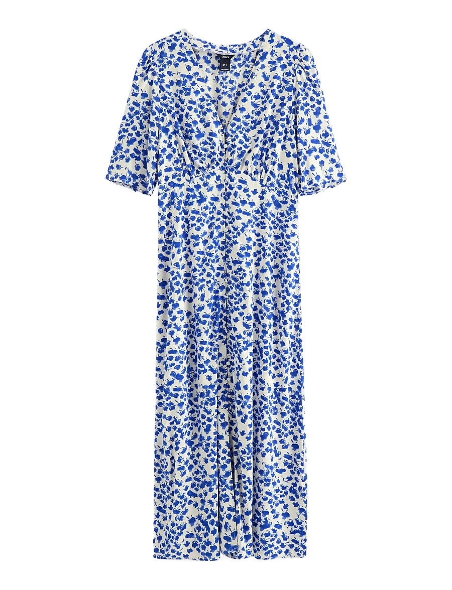 Lindex - Midi dress with puff sleeves - midikleider - blue - 1