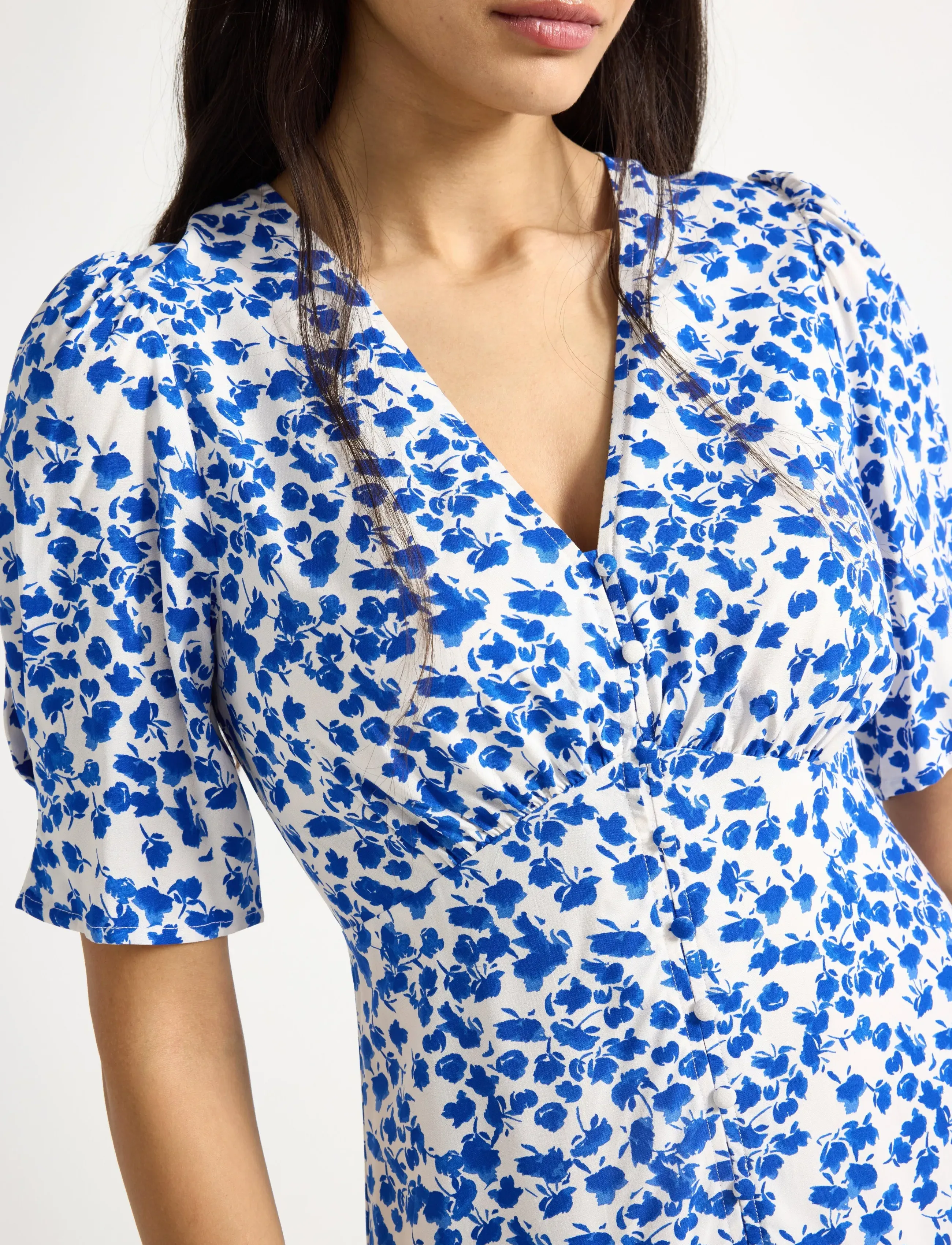 Lindex - Midi dress with puff sleeves - konfirmationstøj - blue - 4