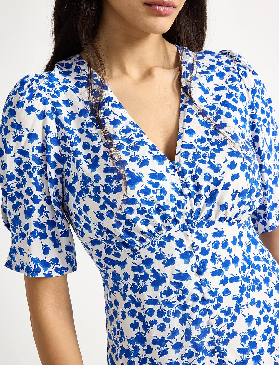 Lindex - Midi dress with puff sleeves - midikleider - blue - 4