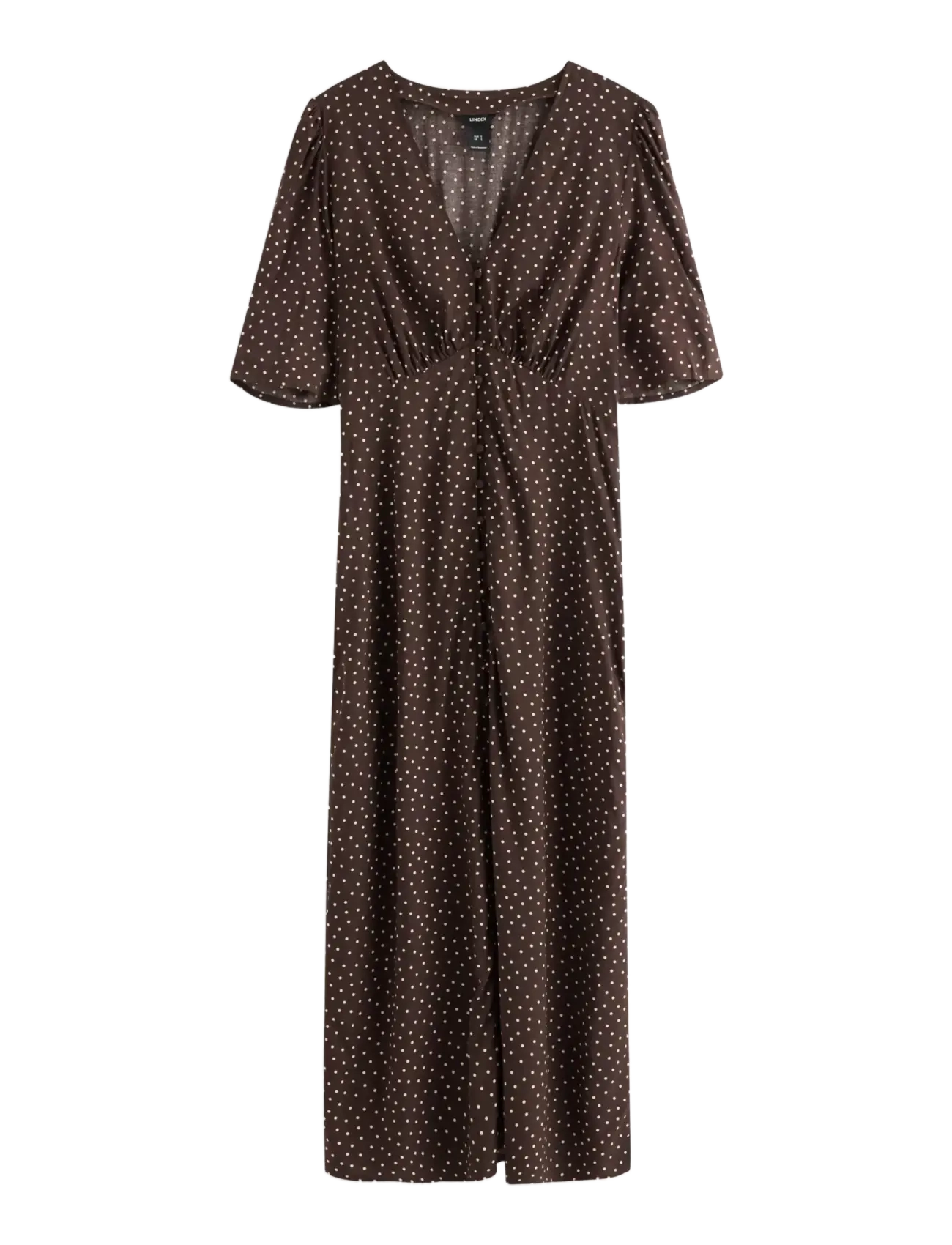 LINDEX Midi Kleid With Puff Sleeves Braun - XXL - Damen