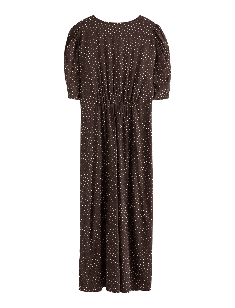 Lindex - Midi dress with puff sleeves - confirmation - dark dusty brown - 2