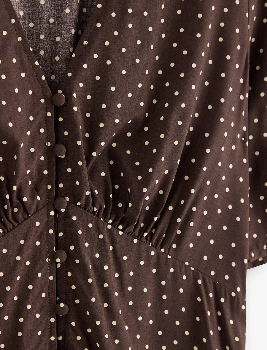 Lindex - Midi dress with puff sleeves - confirmation - dark dusty brown - 5