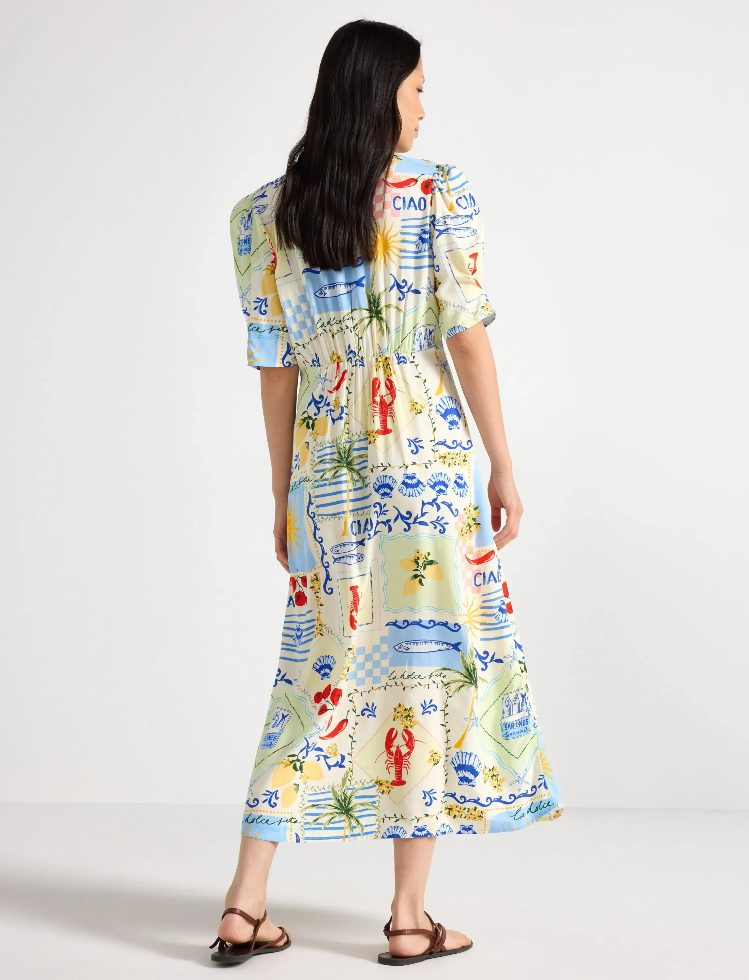 Lindex - Midi dress with puff sleeves - konfirmationstøj - light yellow - 3