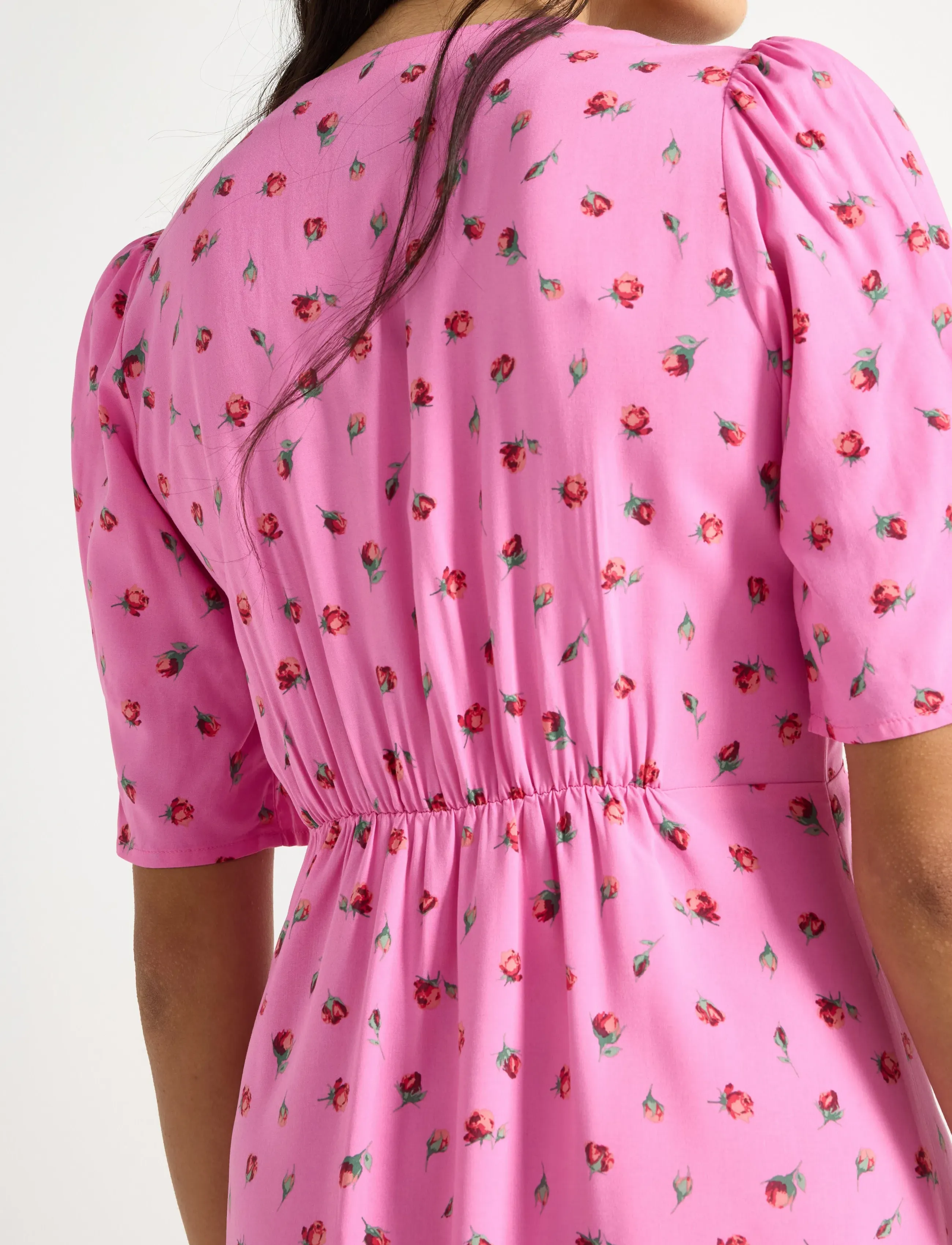 Lindex - Midi dress with puff sleeves - konfirmation - pink - 4