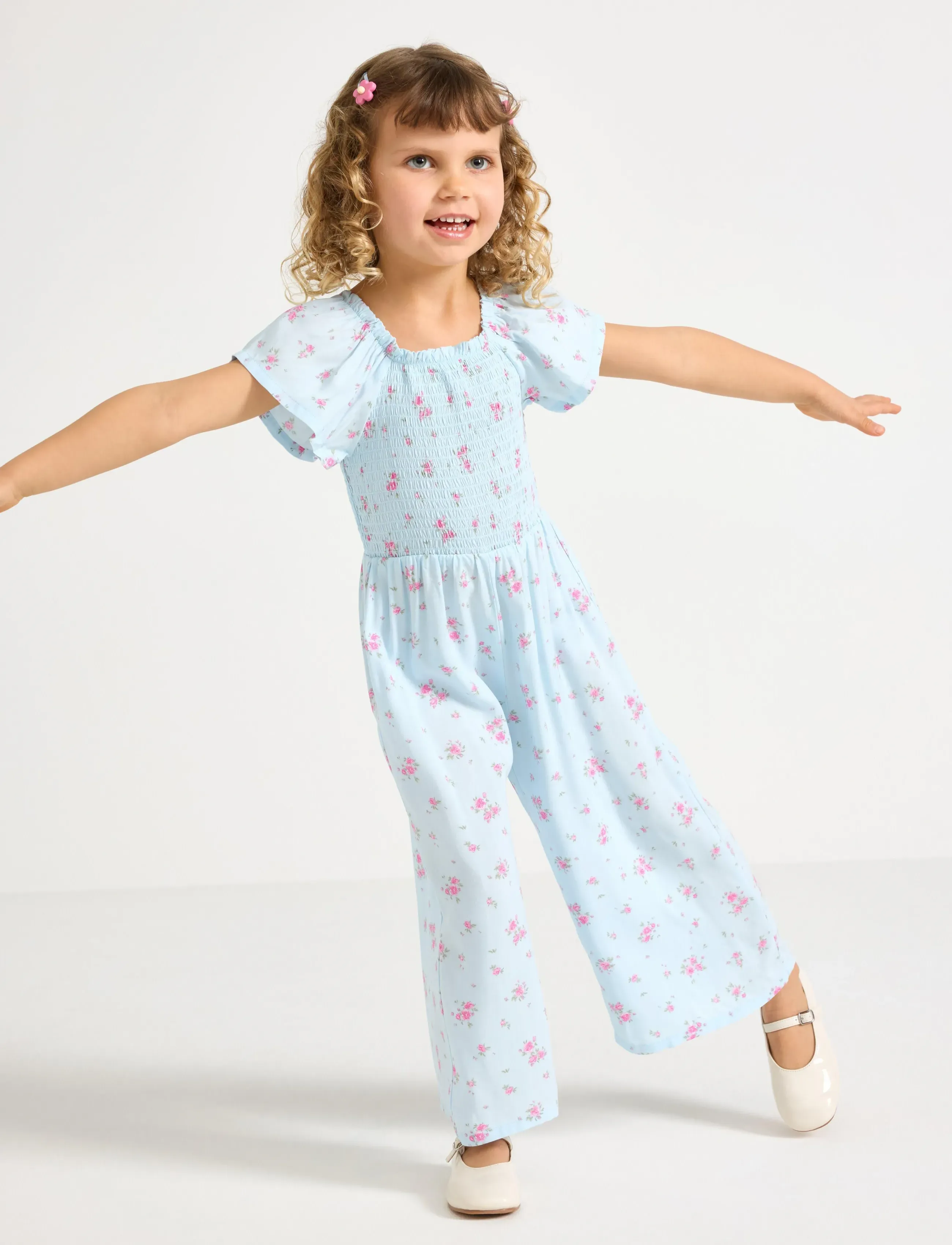 Lindex Jumpsuit With Smock, 110, Blue > Jumpsuits, Børn