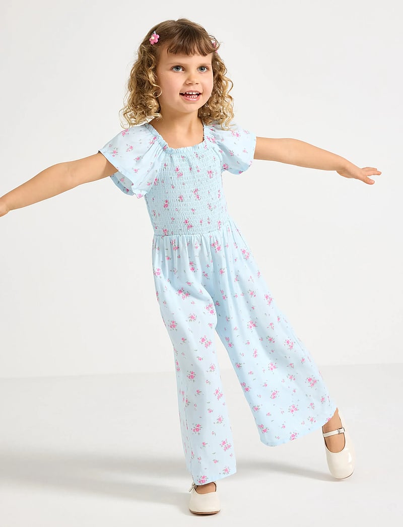 Lindex - Jumpsuit with smock - buksedragter - light blue - 0